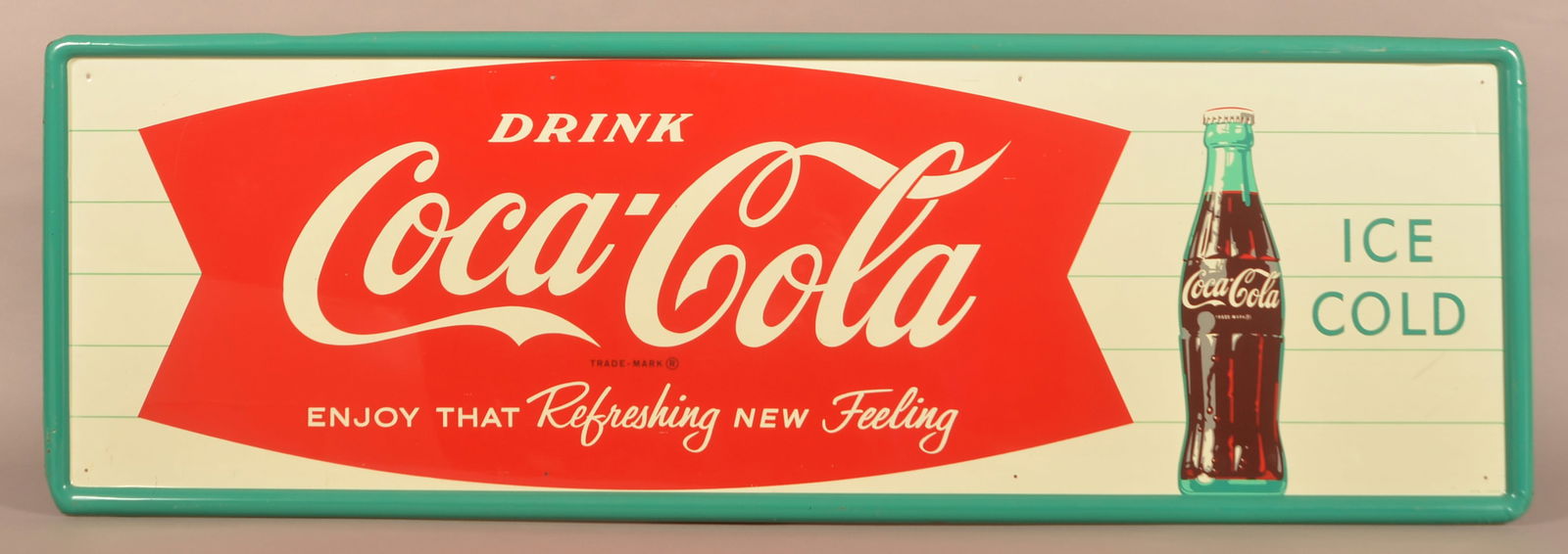 Drink Coca-Cola Tin Litho Fishtail Sign. (1 of 4)