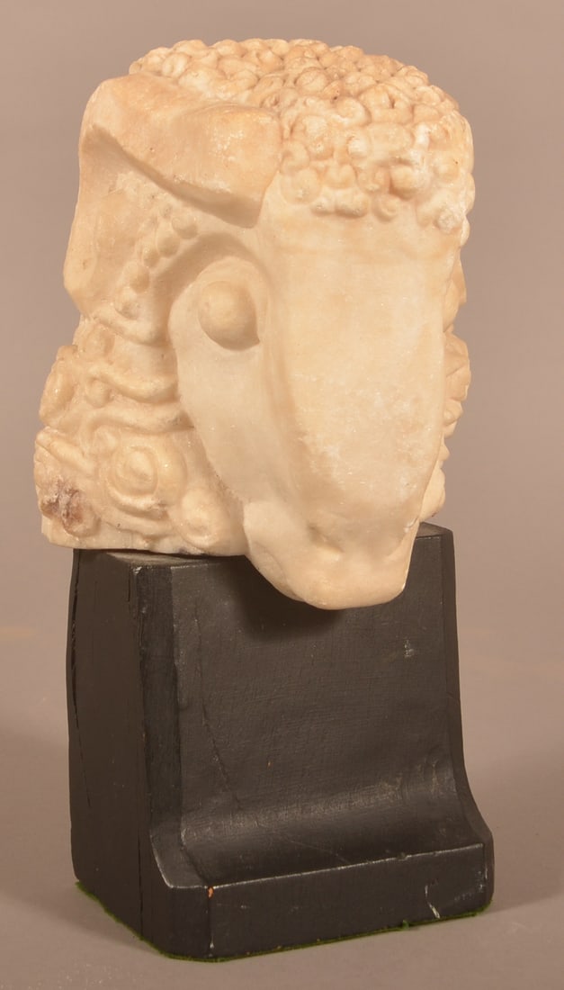 Khnum Ram's Head Hand-Carved Marble Sculpture. (1 of 7)