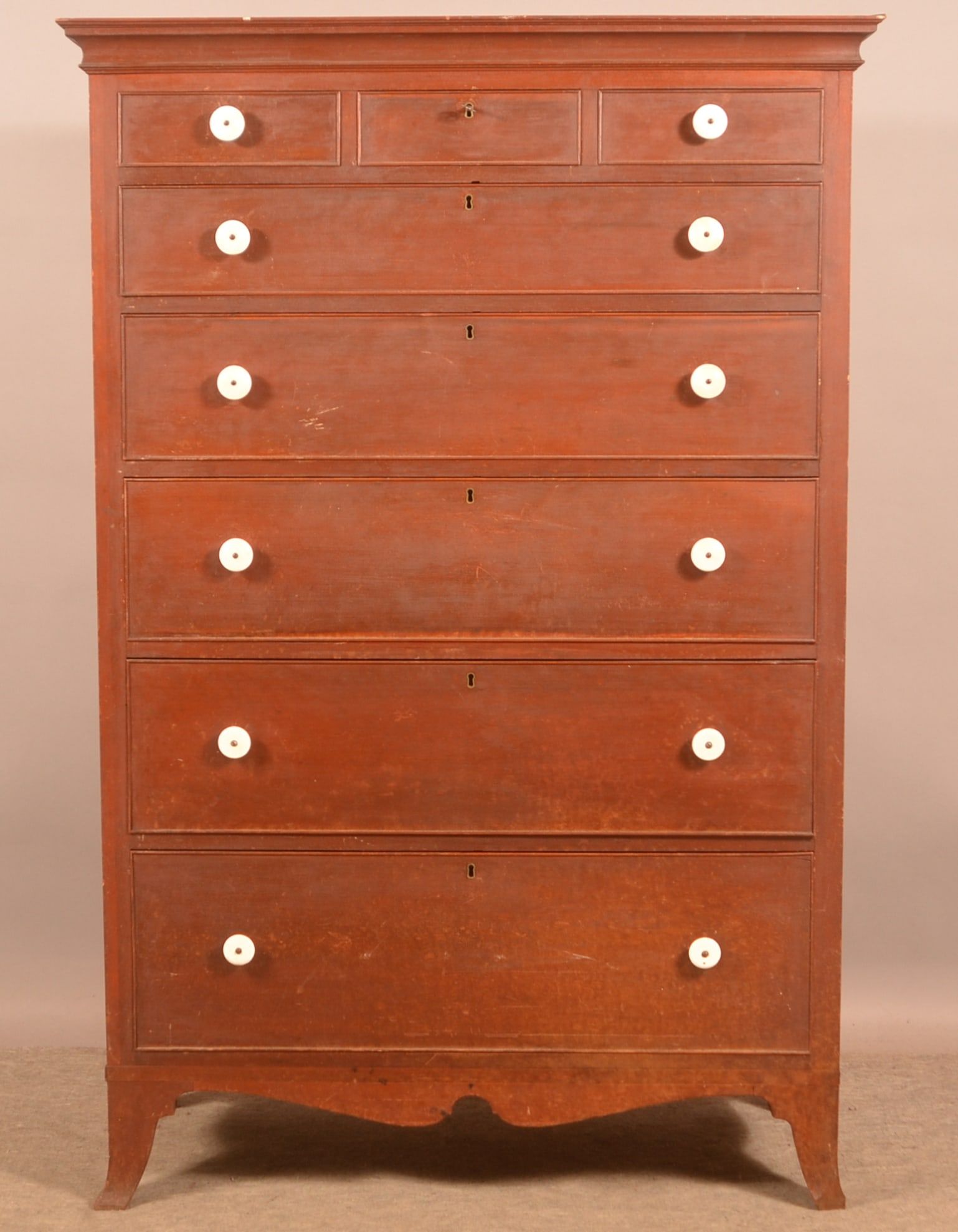 PA Country Hepplewhite Cherry Tall Chest. (1 of 6)