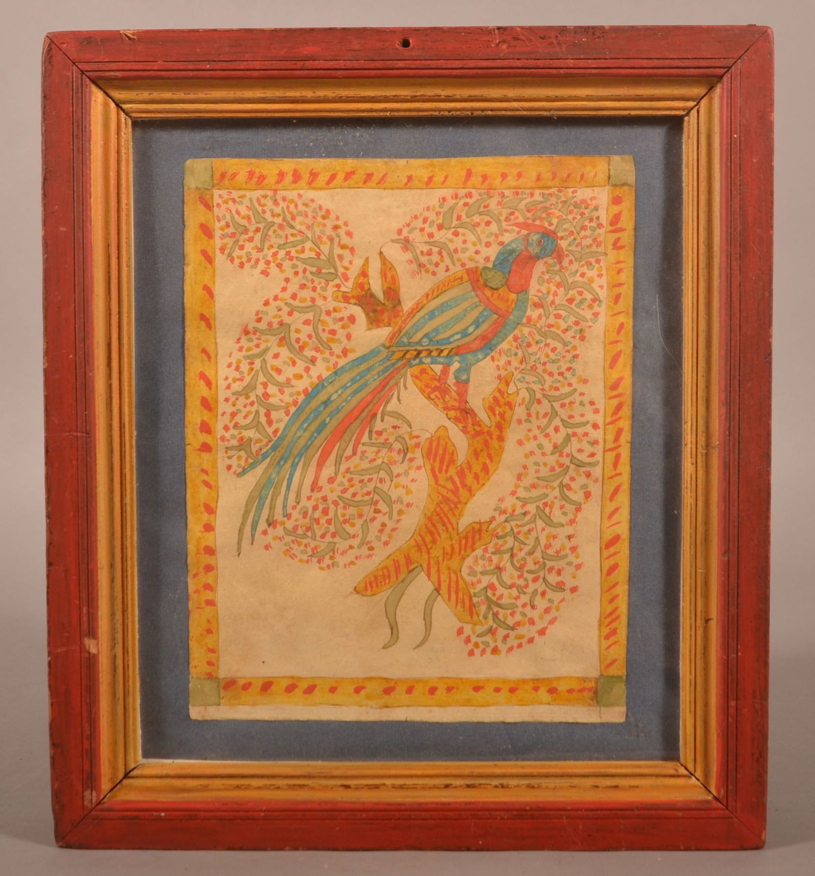 Watercolor and Ink Parrot Fraktur Drawing. (1 of 5)