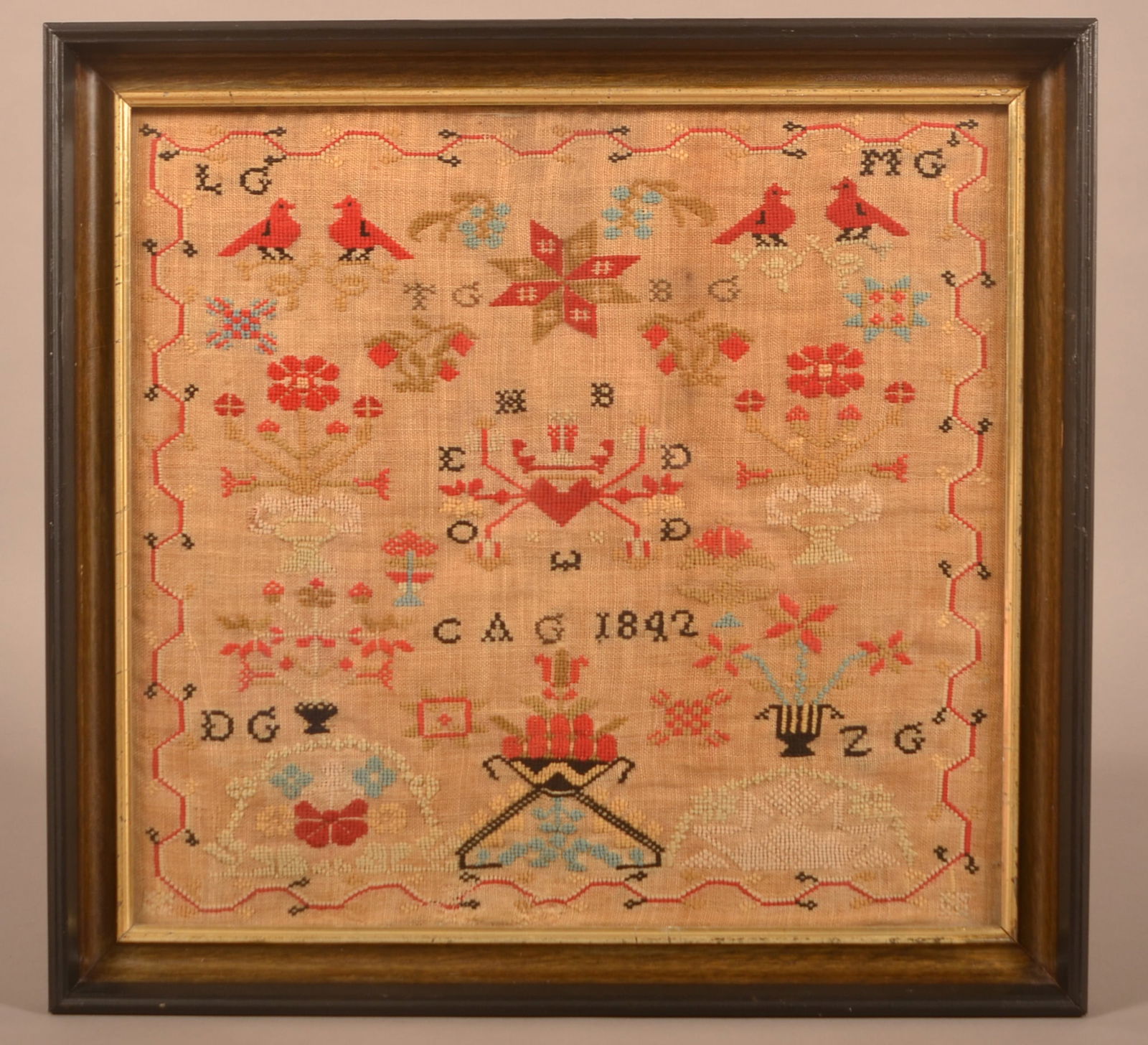 American 1842 Needlework Sampler. (1 of 6)
