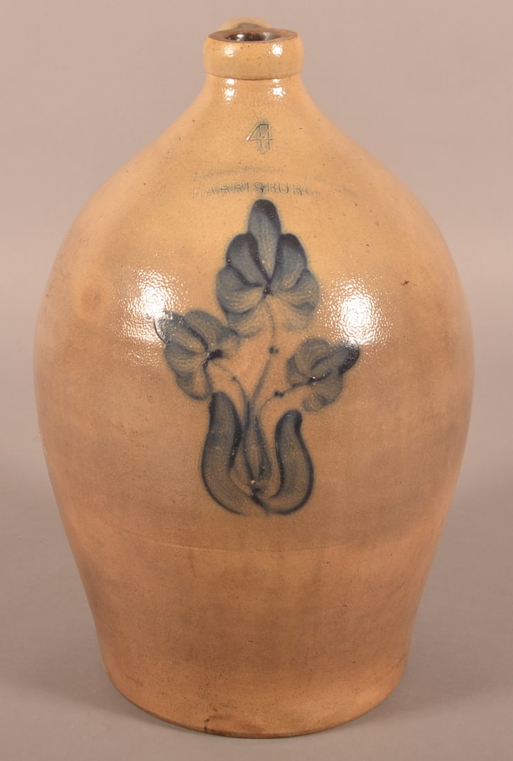F.H. Cowden, Harrisburg, PA 4-Gal. Stoneware Jug. (1 of 6)
