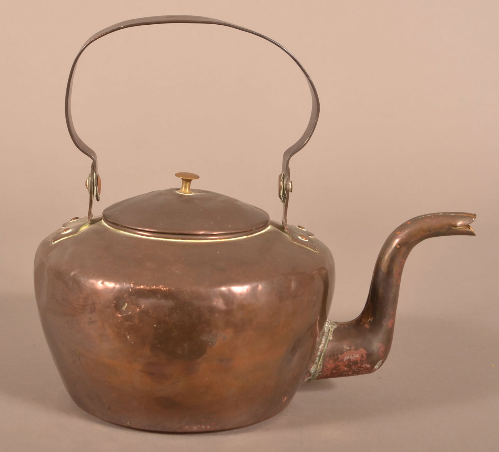 Lancaster, PA Copper Tea Kettle Signed B. Schaum. (1 of 8)