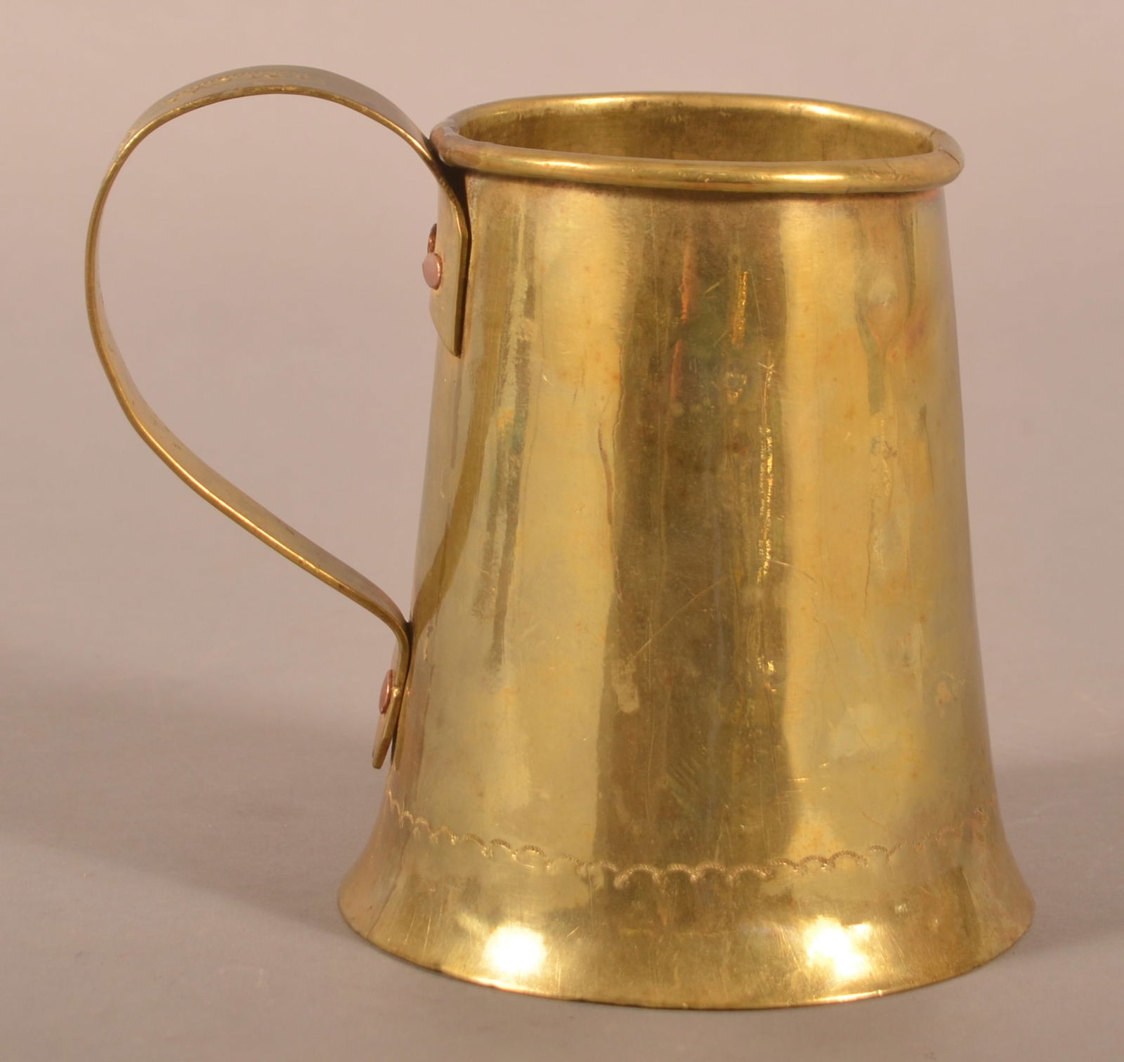 Brass 19th C. Tankard Stamped "J.M. Calmond". (1 of 5)
