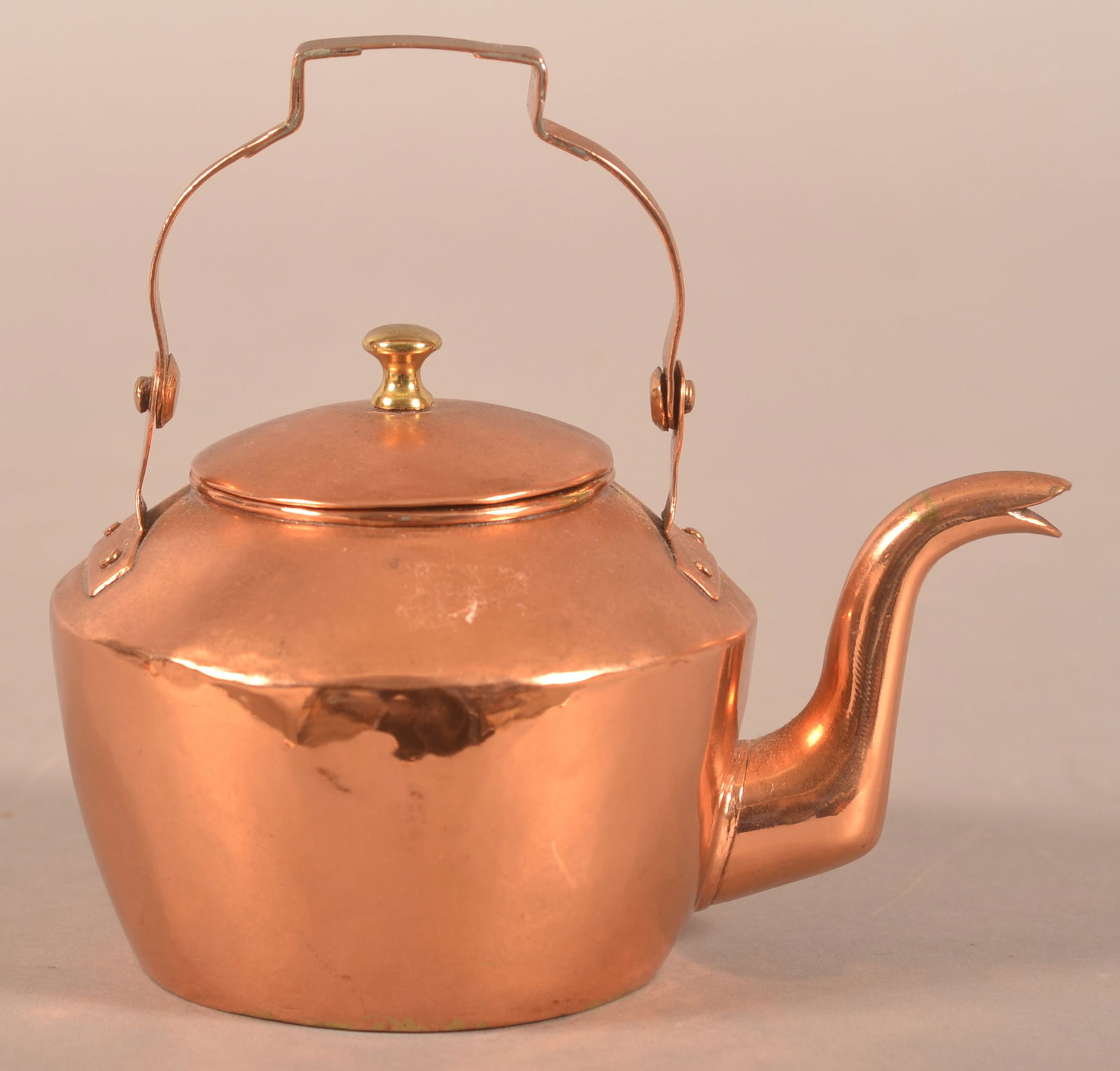 Miniature Antique Pennsylvania Copper Tea Kettle. (1 of 5)