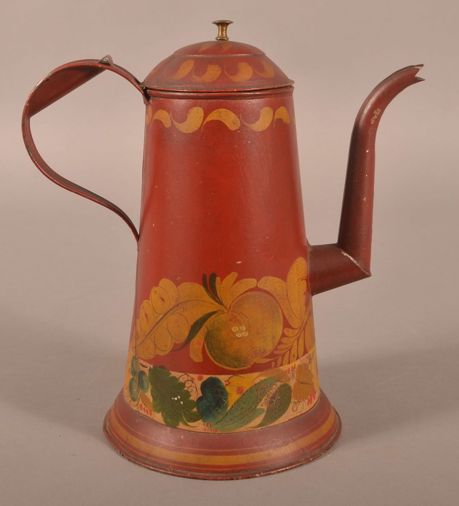 Pennsylvania Red Toleware Coffee Pot, Circa 1900. (1 of 7)