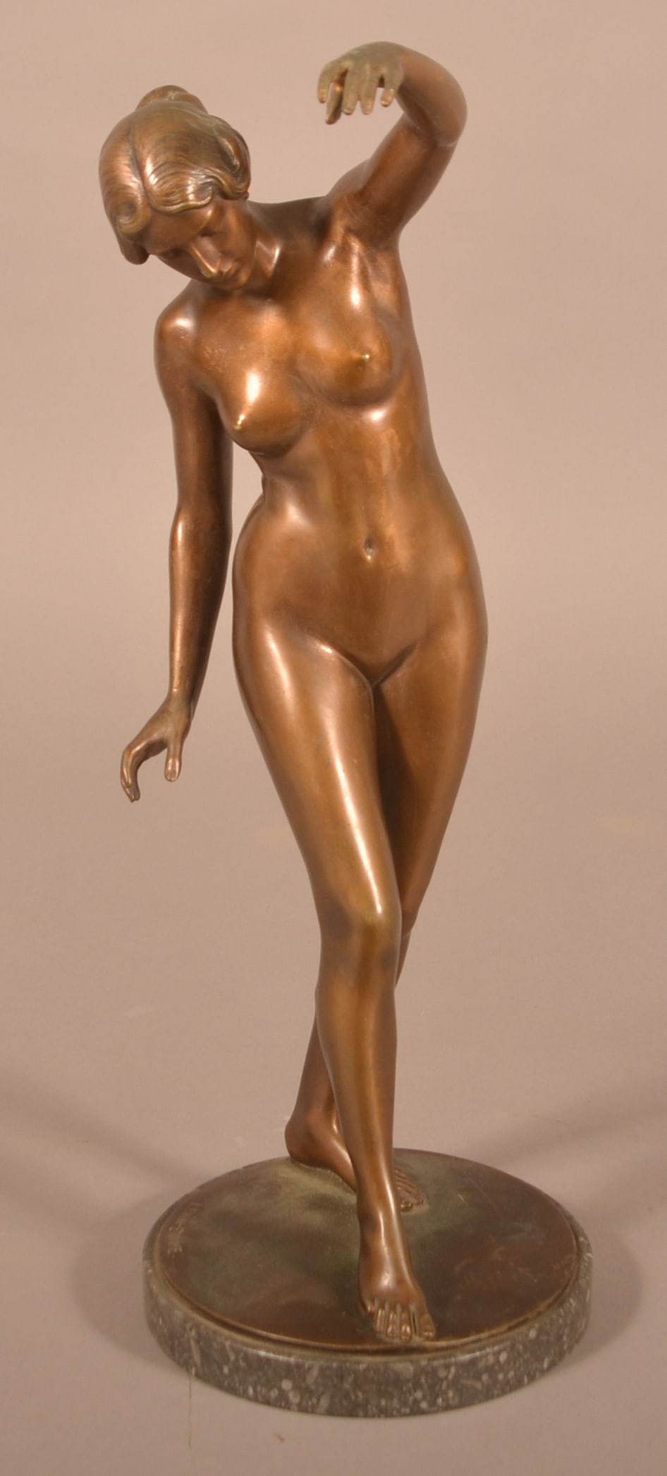 Bronze Nude "The Dancer" Signed Levin-Funke.: Bronze Nude "The Dancer" Signed Levin-Funke. After Ador Levin Funke, Germany, 1866-1937. 18-1/2"h.