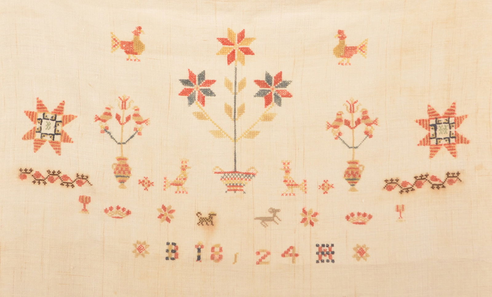Lancaster County, PA 1824 Needlework Show Towel. (1 of 3)