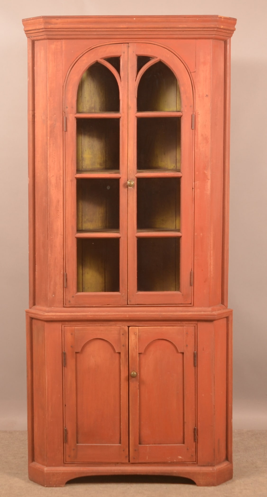 Early 19th C. Softwood 2-Part Corner Cupboard. (1 of 4)
