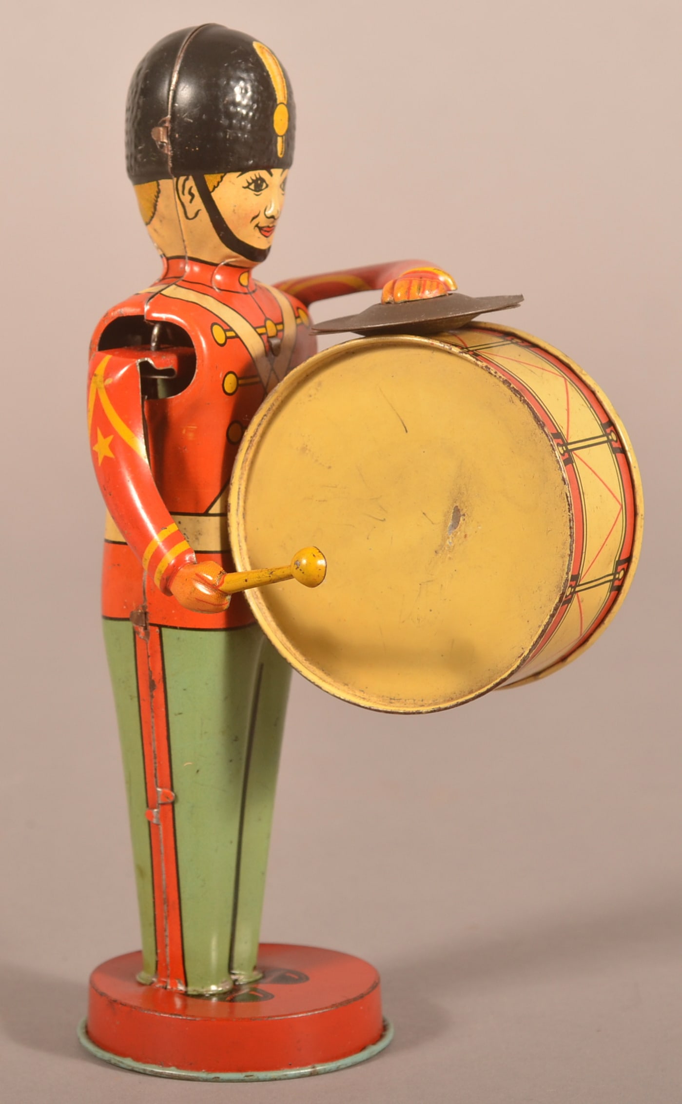 J. Chein Tin Litho Wind-Up Bass Drummer. (1 of 5)