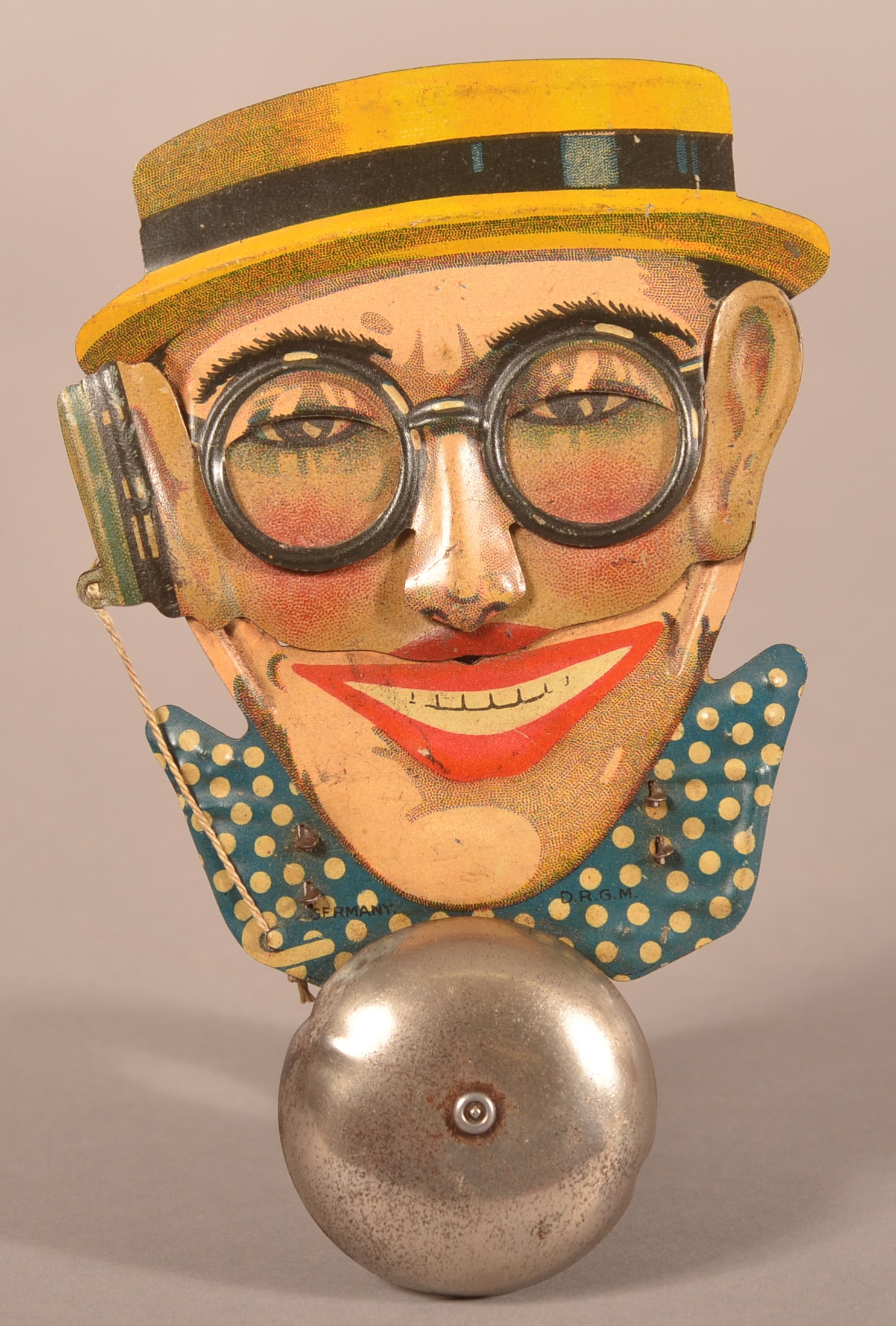 DRGM, Germany Harold Lloyd Tin Litho Bell Toy. (1 of 3)