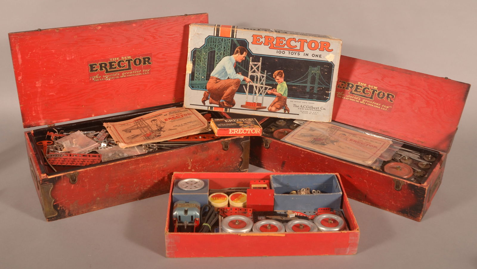 Three Various Vintage Gilbert Erector Sets. (1 of 6)