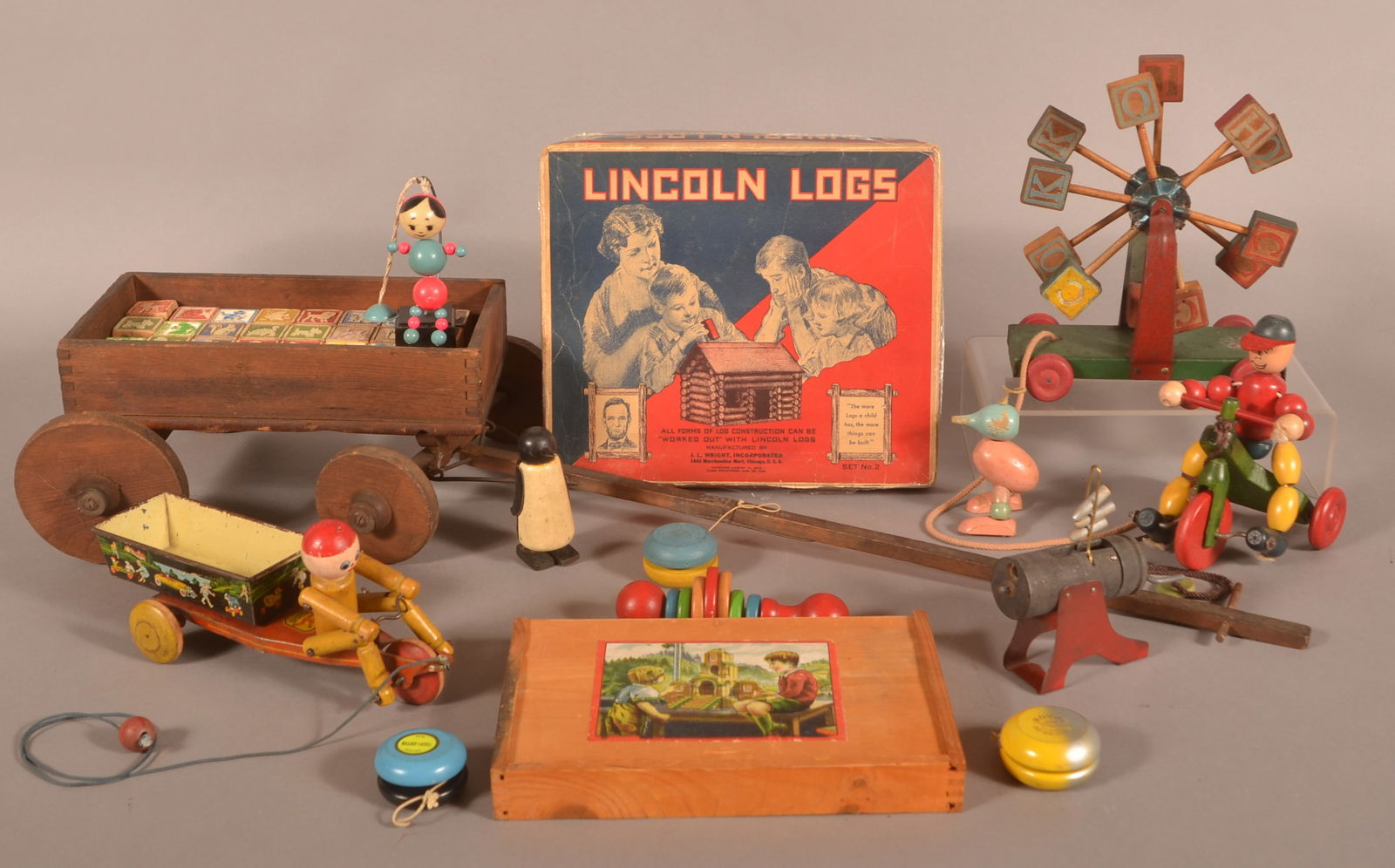 Lot of Various Vintage Wood and Tin Toys. (1 of 9)