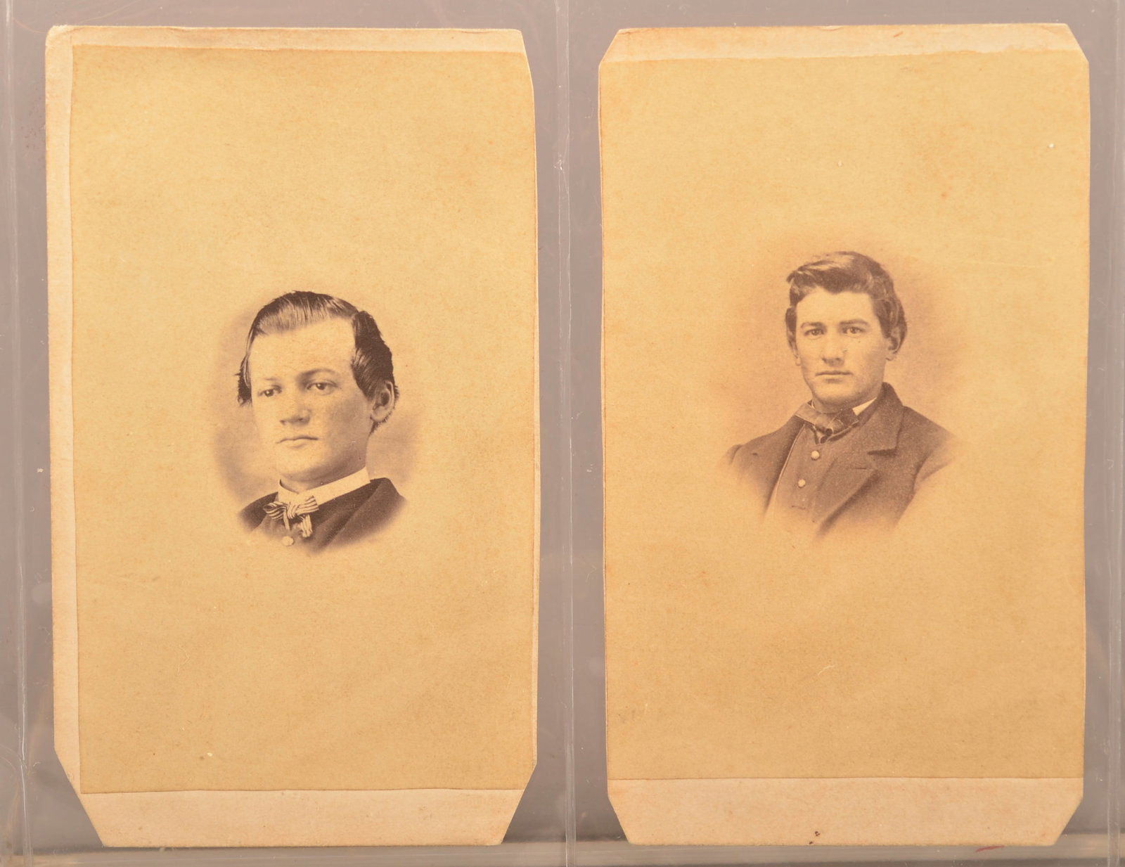 Signed CDV's of McCord Brothers 49th Pennsylvania: Two bust view images in uniform, both taken by McEwens Lewistown, PA. Identified in early 20th century ink on reverse as William McCord and James McCord. Both enlisted in Company B, 49th Pa in 1861. W