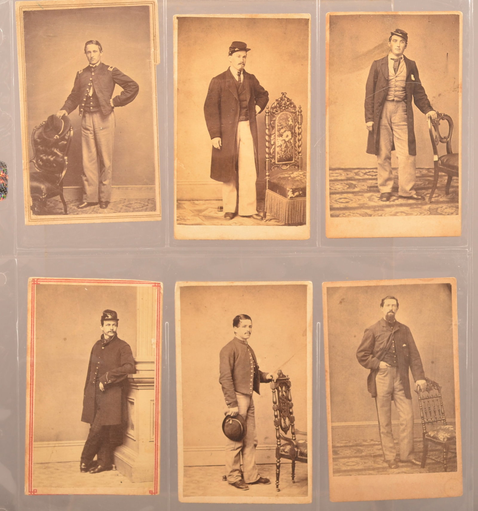6 CDV's of Union Soldiers Associated with 51st PA: Five images are noted as having belonged to the 51st Pennsylvania, possibly out of the same album. Four with Tyler backmarks and one with Knecht. 6th image is pencil id'ed as Captain Wm F Campbell of 