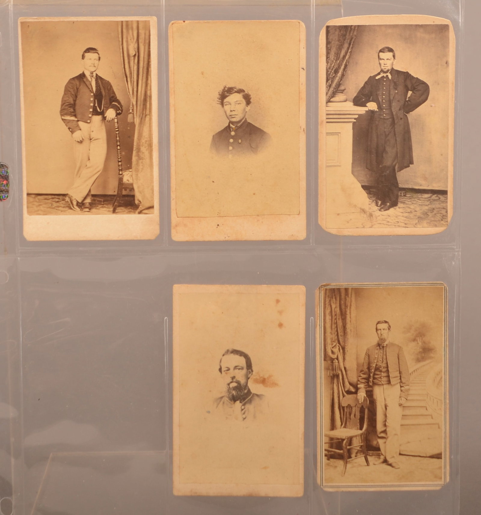5 Civil War CDV's from Lancaster Co., PA: Five images, two by Gill, one each by Rupley, Hyers (Columbia Pa) and Harmany and Eberman