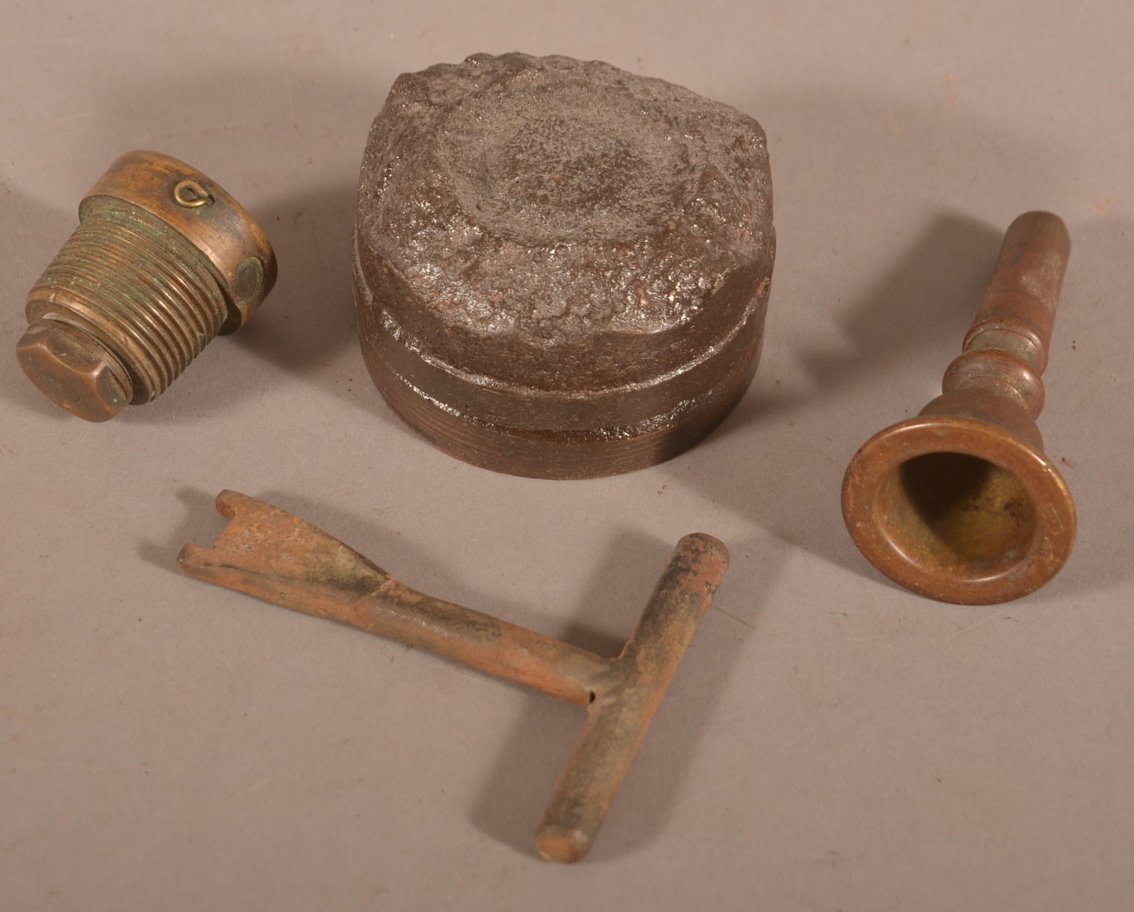 Relics Incl. Cavalry Bugle Mouthpiece & Rifle Tool: Total of 4 relics. Includes the base to a rifled artillery shell and a British Armstrong Time fuse.