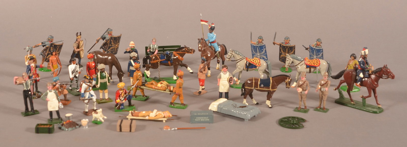Group of Miniature Painted Lead Soldiers: Various sets represented. No boxes.