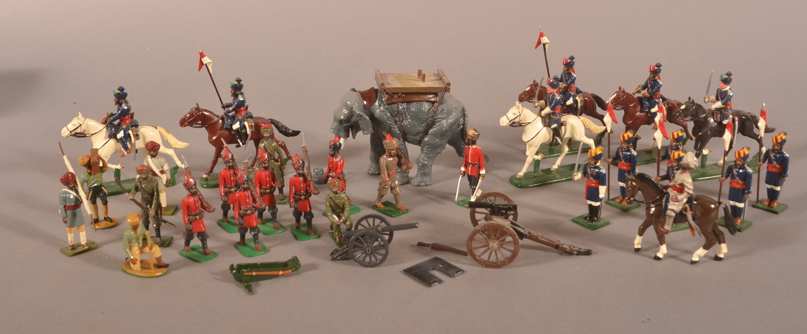 Small Collection Soldiers of the World Mixed Sets: No boxes, damage to elephant's trunk.