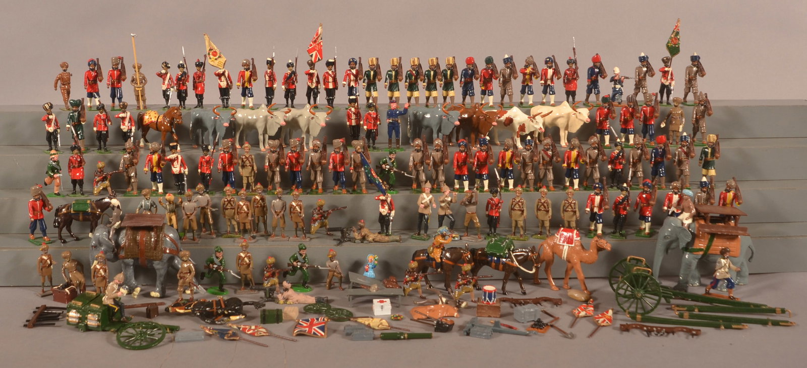 Lg. Assortment of Painted Lead Miniature Soldiers: No boxes, various makers and sets represented.