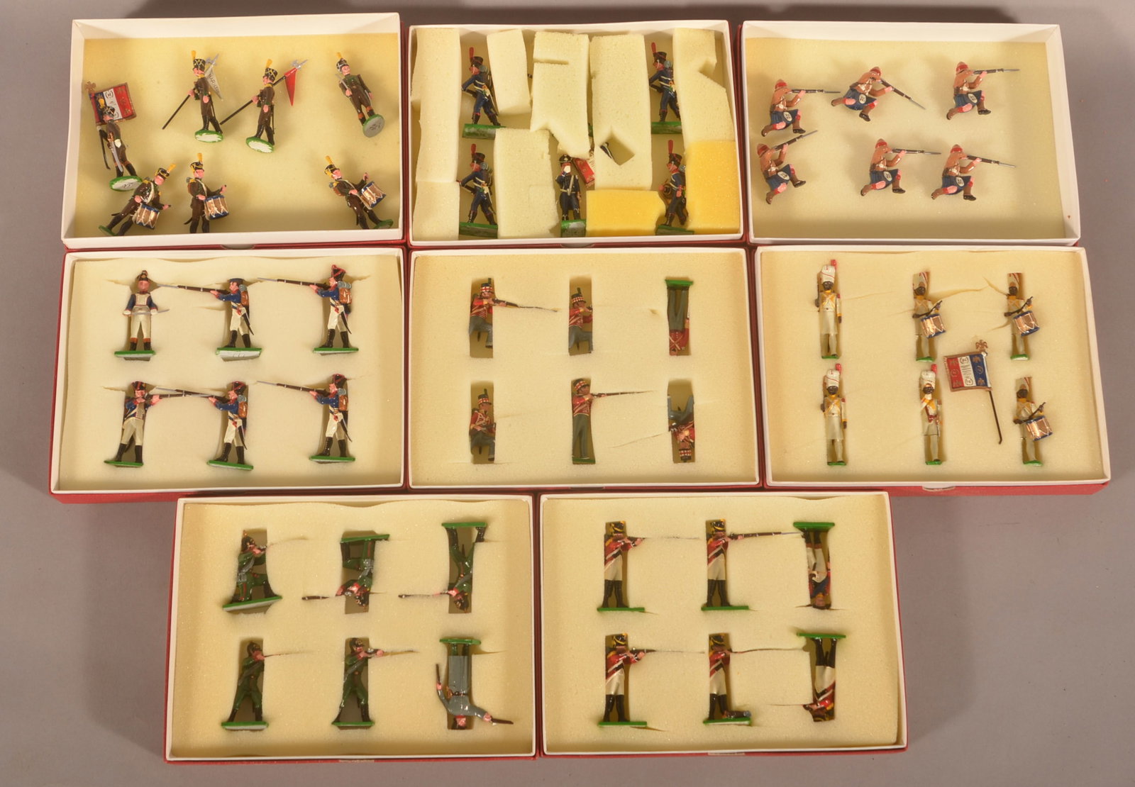 8 Sets of Trophy Miniatures: Various sets in their original boxes including Crimean War and Napoleonic Wars. Boxes have wear from storage, figures are excellent.