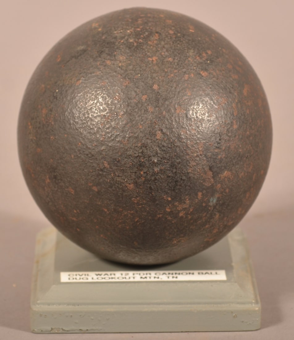 12 lb. Relic Cannonball: Consignor noted that it was recovered at Lookout Mountain, Tn.