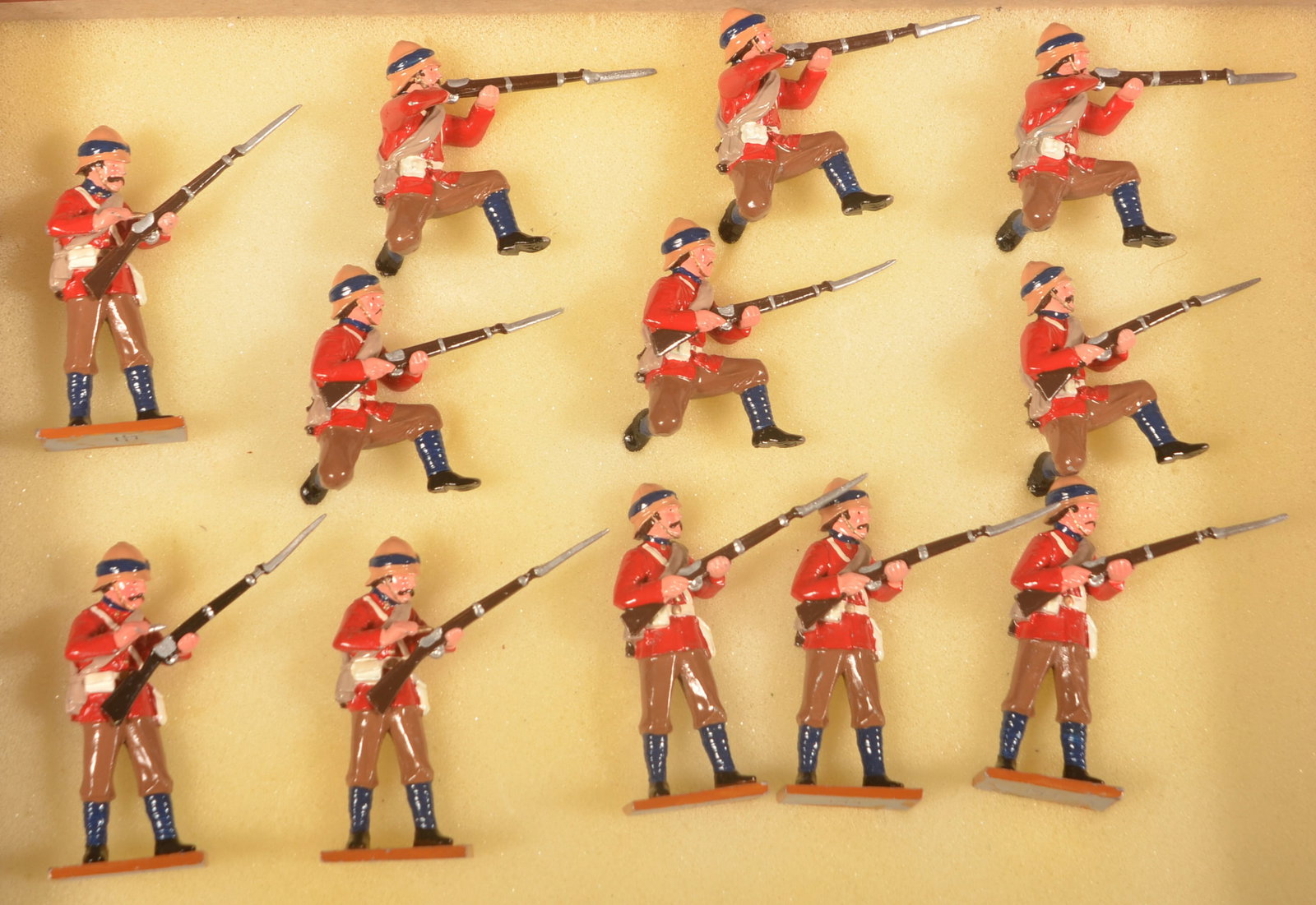 Trophy Miniatures British Grenadier Guards: 54mm figurines with minor paint wear.