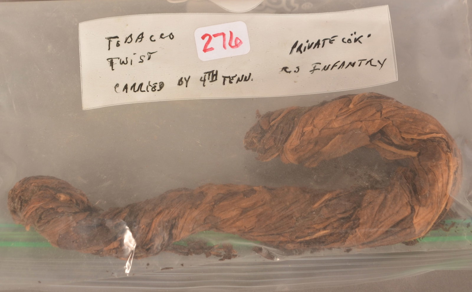 Civil War Era Tobacco Twist: As-found recovered condition.