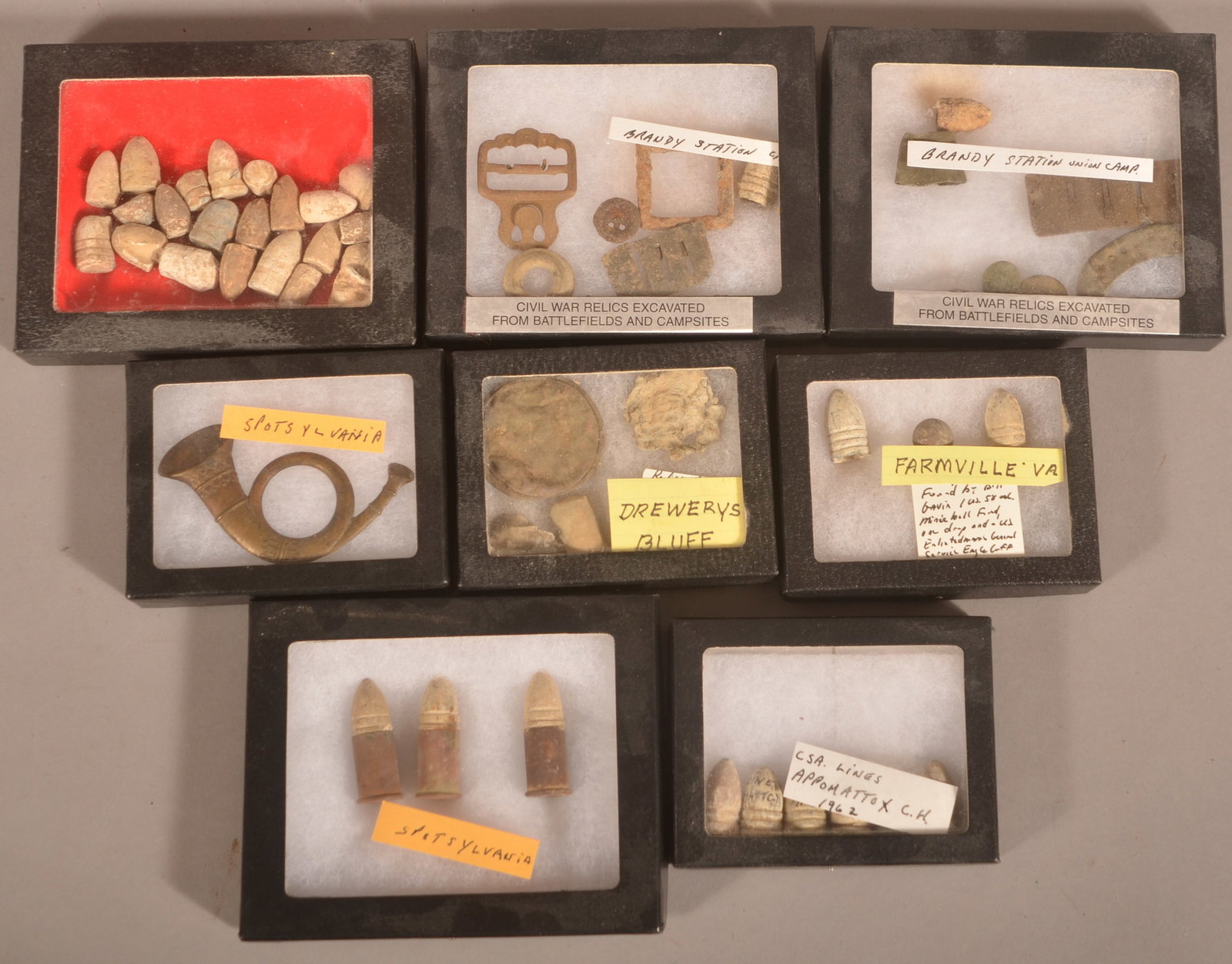 Grouping of Dug Civil War Relics: As-found dug, relic condition with consignor noting where they were recovered.
