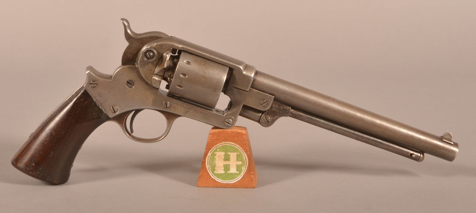 Starr Arms mod. 1863 .44 cal. Percussion Revolver: SN 39736, Manufactured between 1863-1865 with an estimated 32,000 being produced, right side of the frame is roll stamped "STARR ARMS. Co. NEW YORK", serial number is stamped on the cylinder, and on t