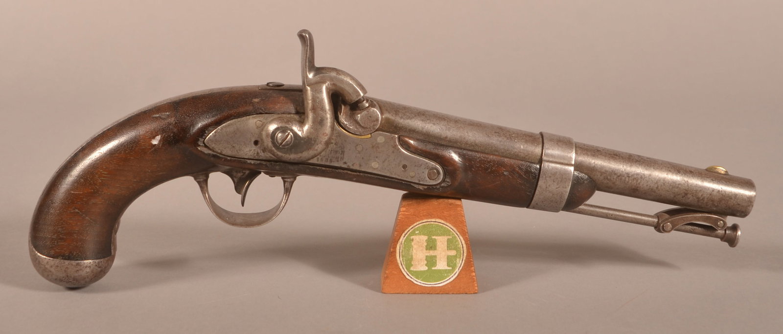 Robert Johnson mod. 1836 .54 cal. Contract Pistol: NSF, Percussion conversion with the lockplate being signed "R. JOHNSON/MIDDn. CT./1836", "NWP" inspectors mark on the barrel, correct-working lock assembly, crack appearing above the side lock by the