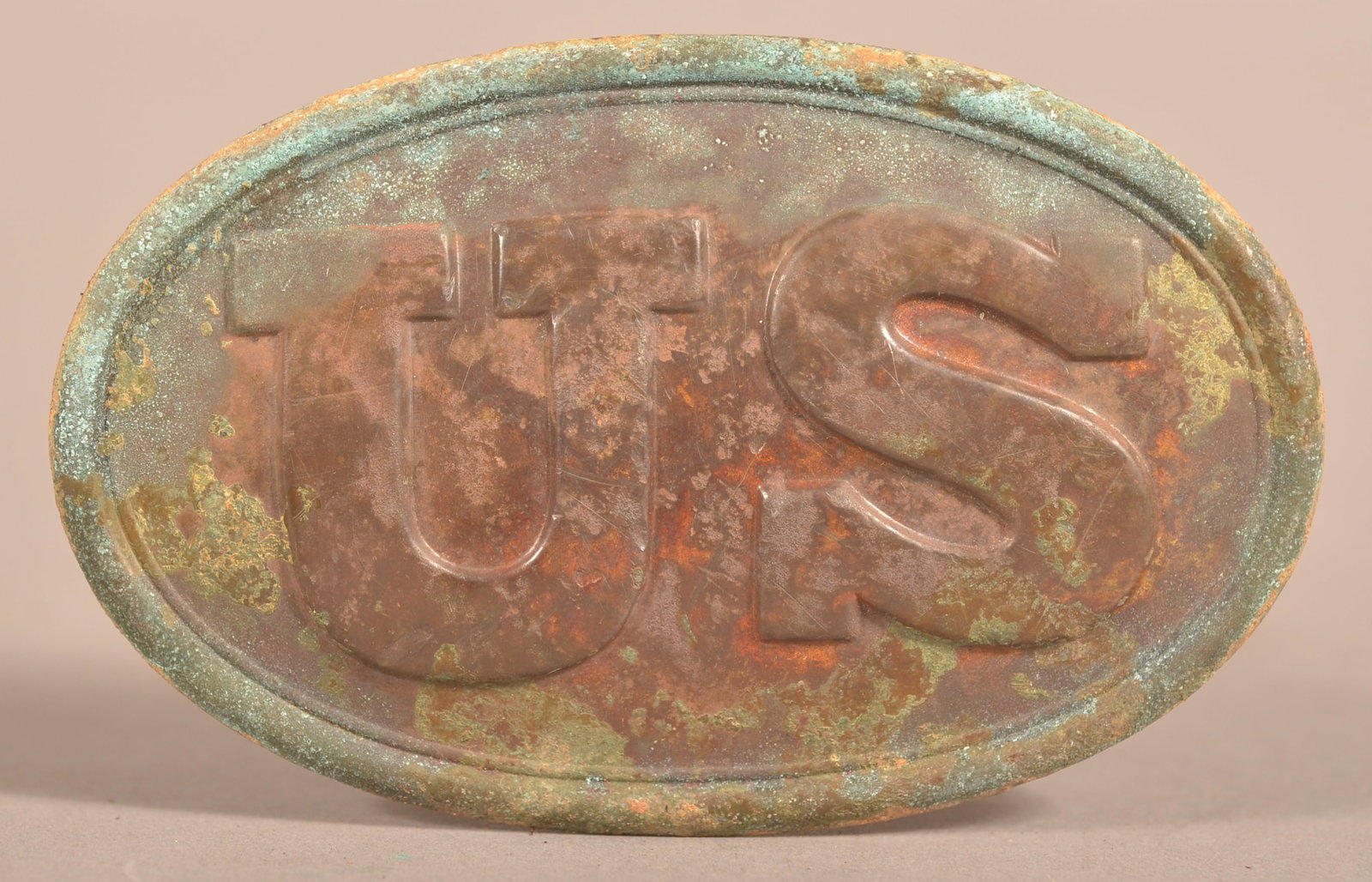 Relic W.H. Smith Pattern 1839 Box Plate: Faint barely legible makers mark, illegible soldiers name carved on the back, consigner states it was recovered in Chancellorsville in 1975.
