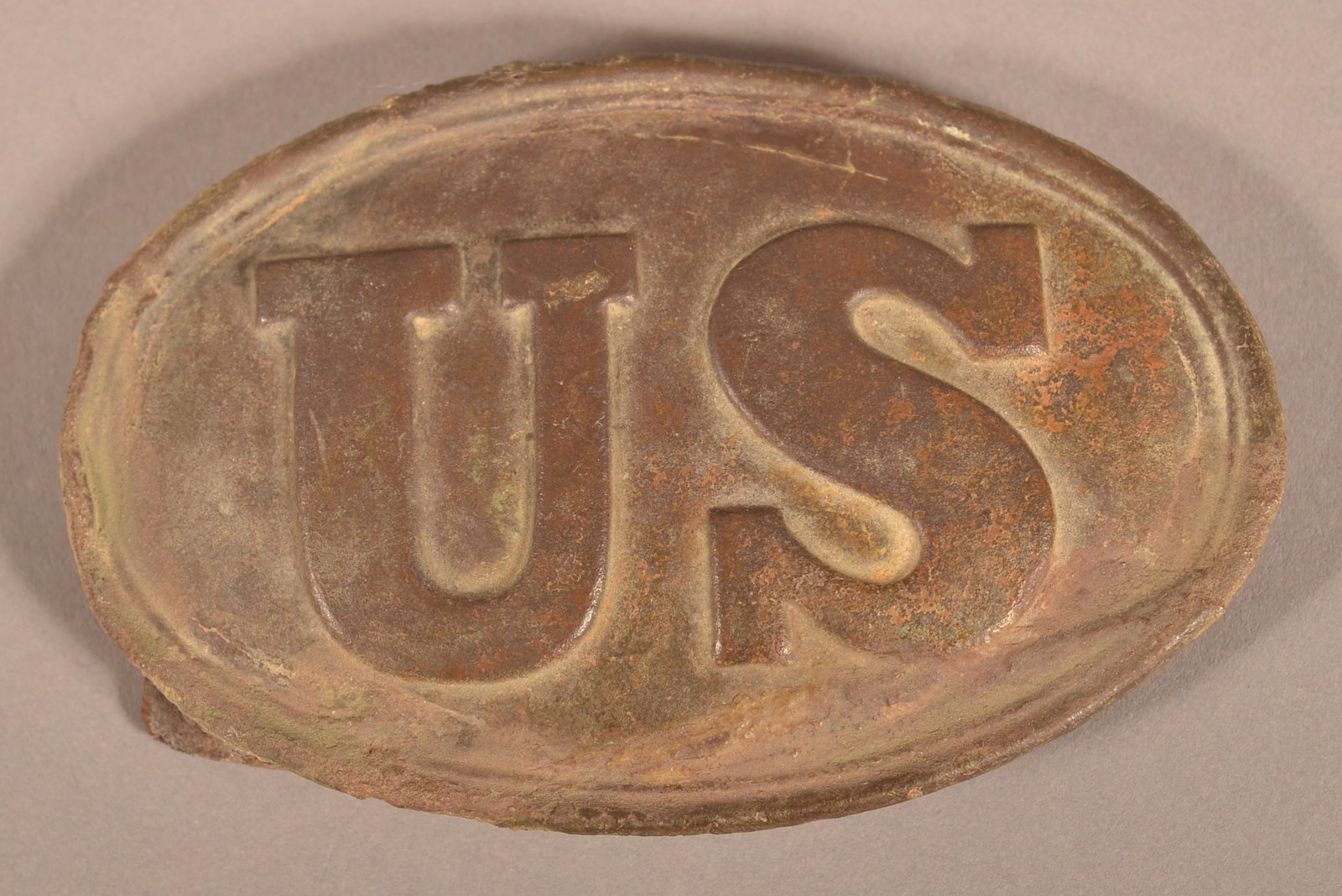 Relic US Regulation Pattern 1839 Belt Plate: As-found dug, relic condition with remains of waist belt.