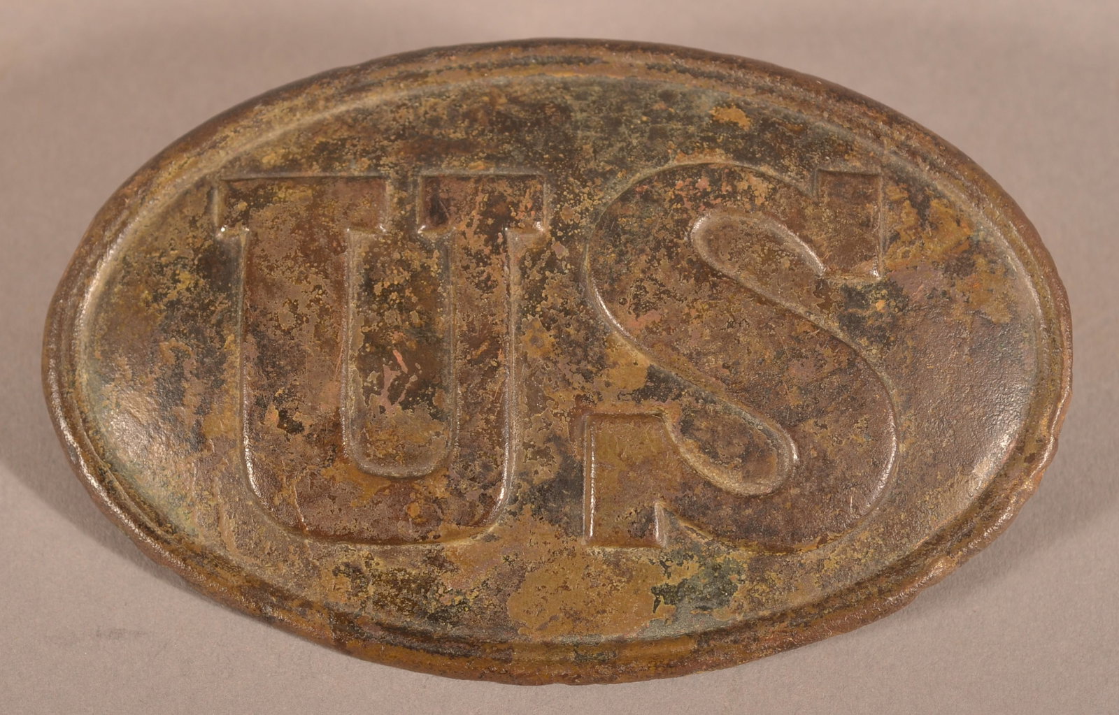 Relic Pattern 1839 Regulation Belt Plate: Having arrow attachment hooks, as-found dug, relic condition.