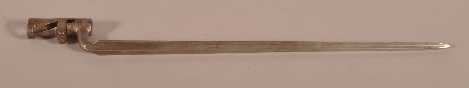 Austrian Lorenz mod. 1854 Socket Bayonet: These bayonets were used extensively by the Confederate Army, 4-sided blade with diagonal attachment slot, dark oxidation spots with expected signs of age, overall fair condition.
