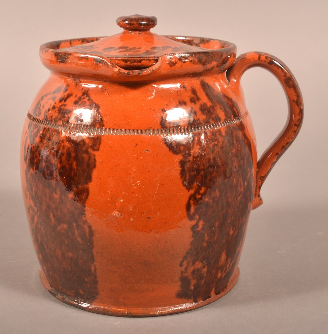 Pennsylvania 19th C. Glazed Redware Cider Jug. (1 of 5)