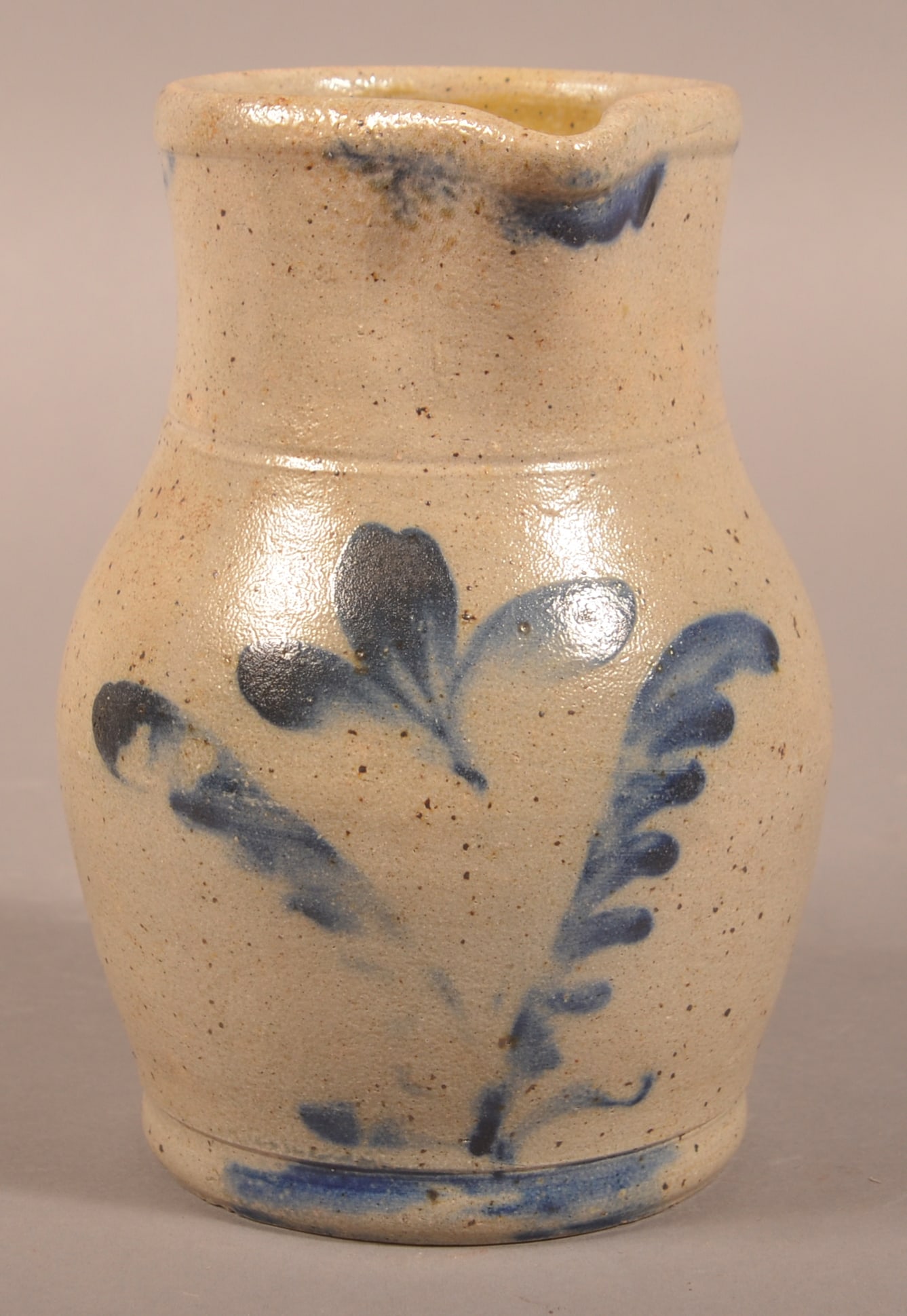 Unsigned Bulbous-Form Stoneware 1-Qt. Pitcher. (1 of 3)