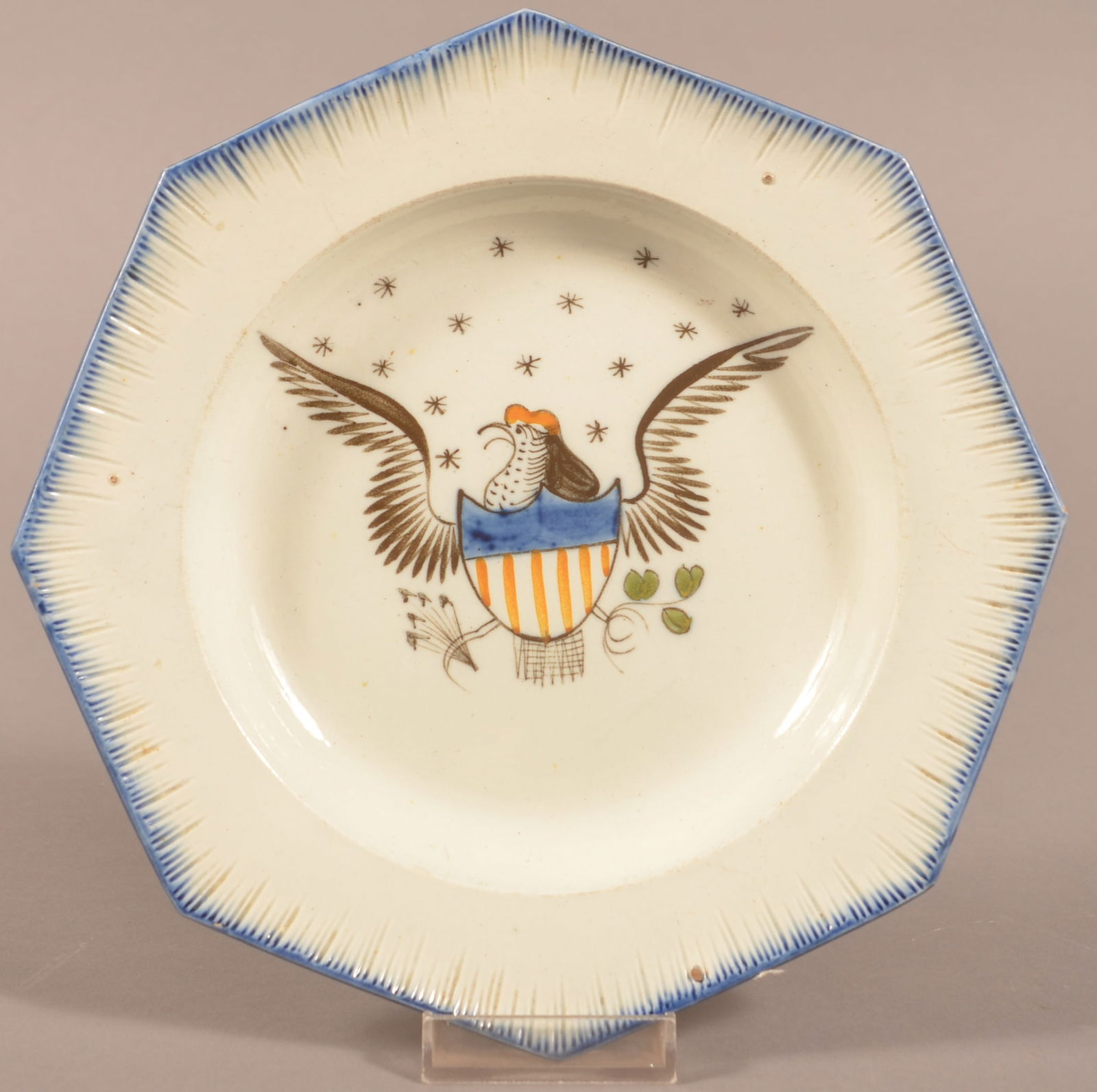 Leeds Soft Paste Blue Feather-Edge Paneled Plate. (1 of 3)