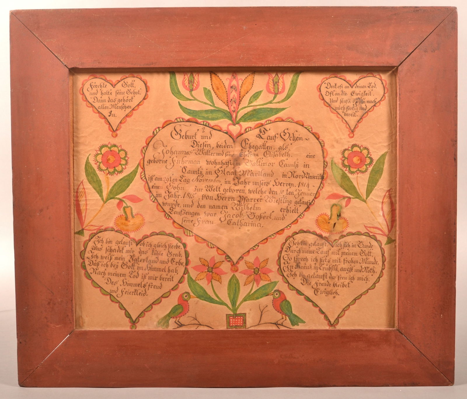 Adam Wuertz 1814 Ink and Watercolor Fraktur. (1 of 6)