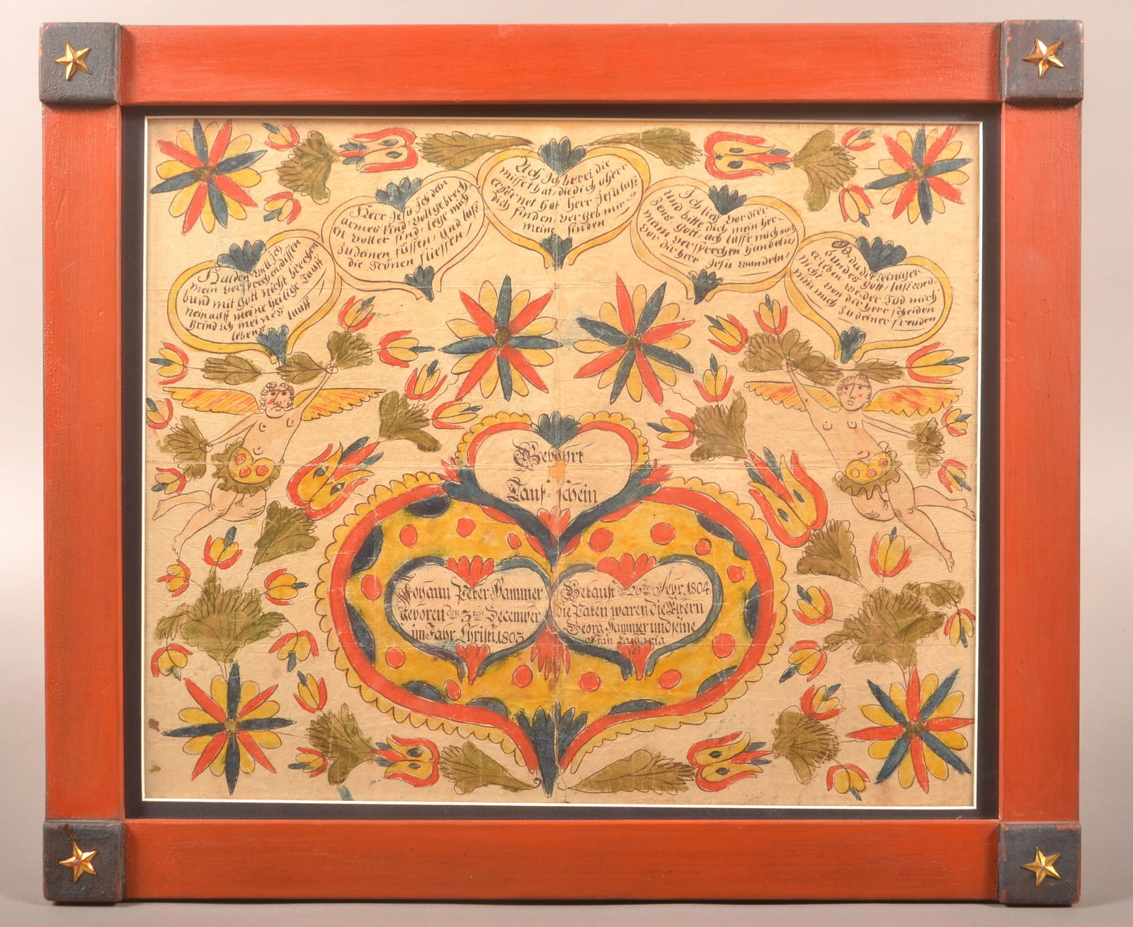 Joseph Lochbaum 1804 Ink & Watercolor Fraktur. (1 of 7)