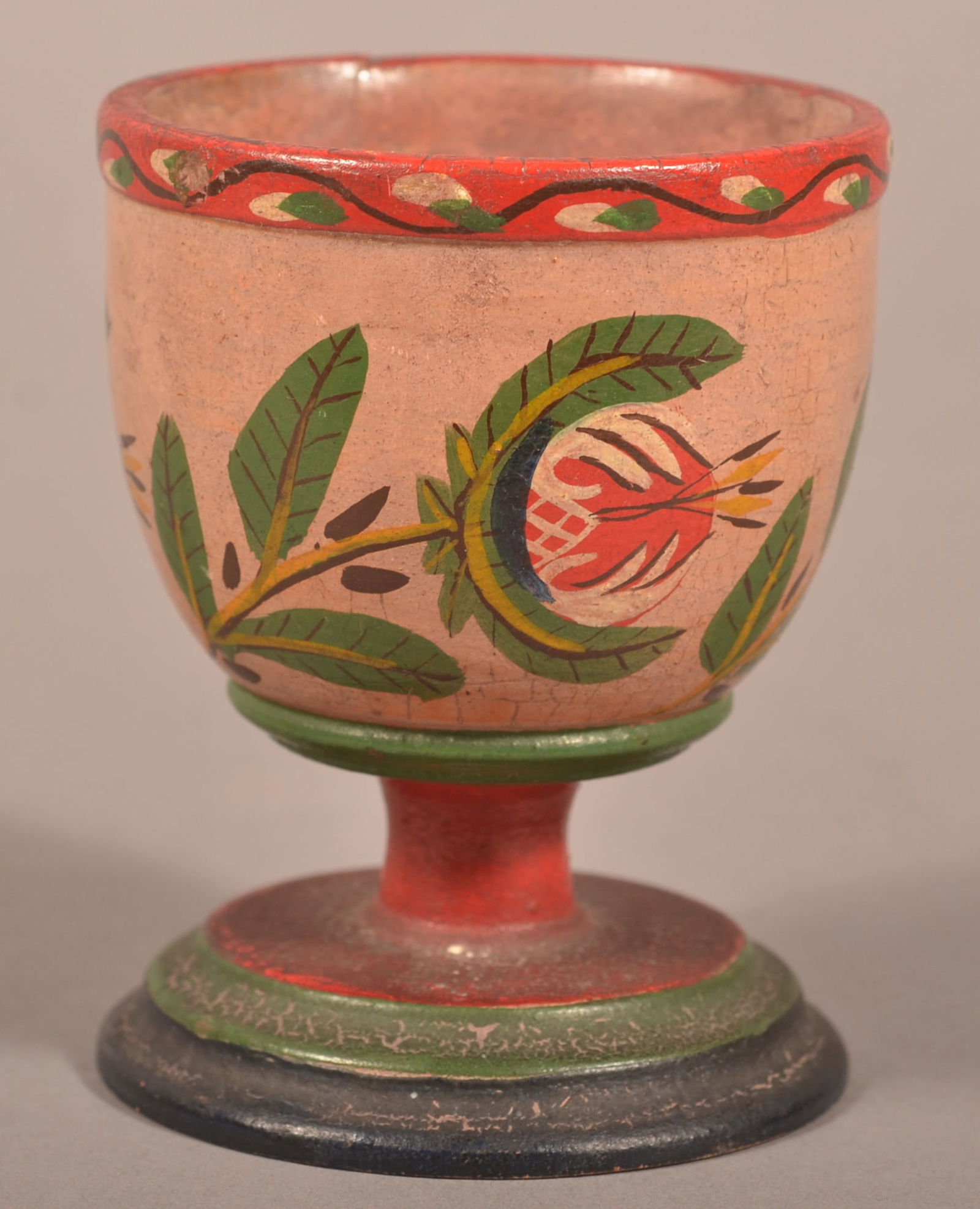 Lehnware Paint-Decorated Footed Master Salt. (1 of 4)