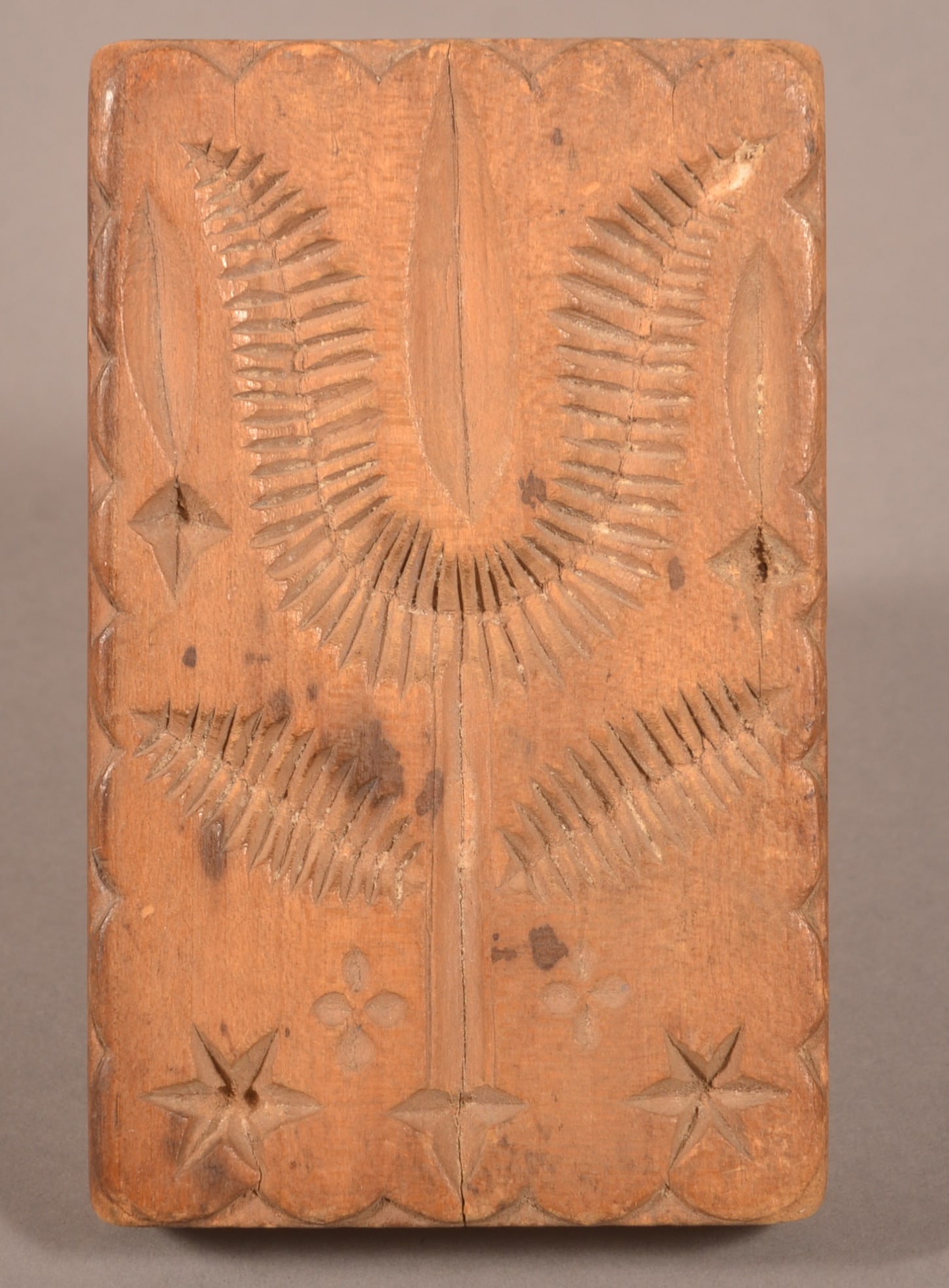 PA 19th Century Carved Maple Butter Print. (1 of 3)