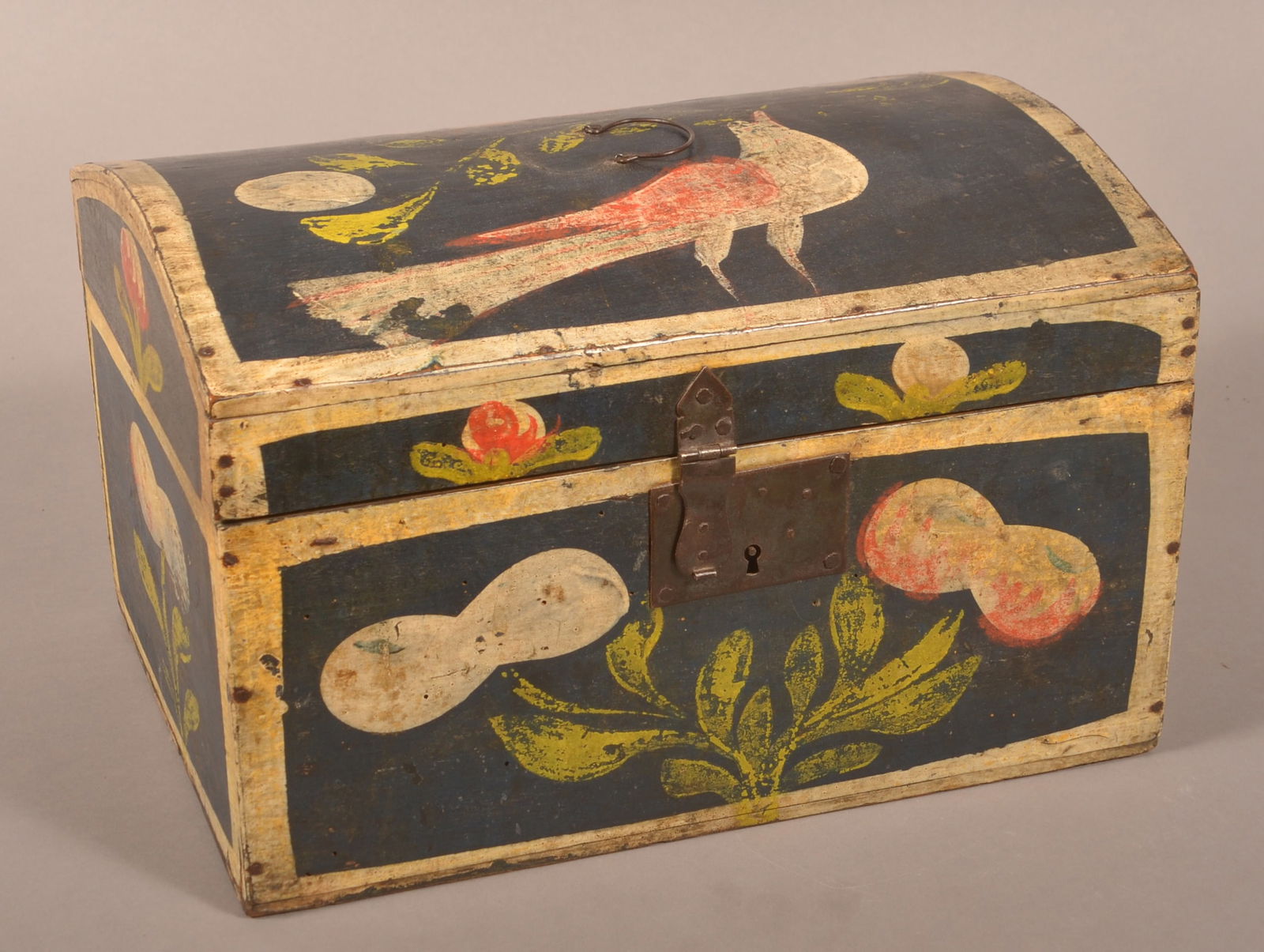 Paint-Decorated Dome-Top Miniature Trunk. (1 of 6)