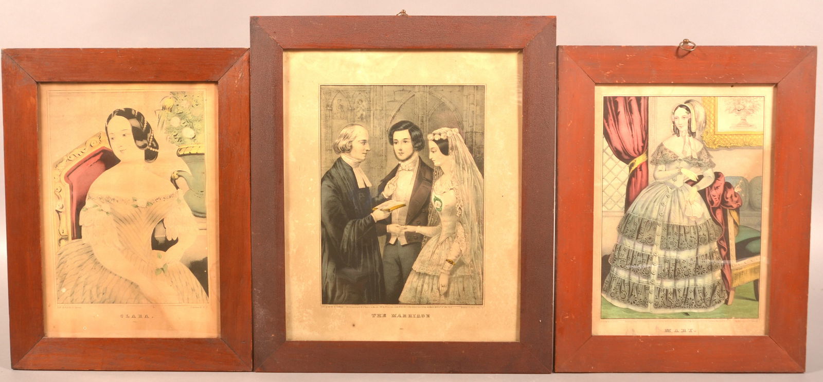 Three PA 19th Century Red Painted Frames. (1 of 6)