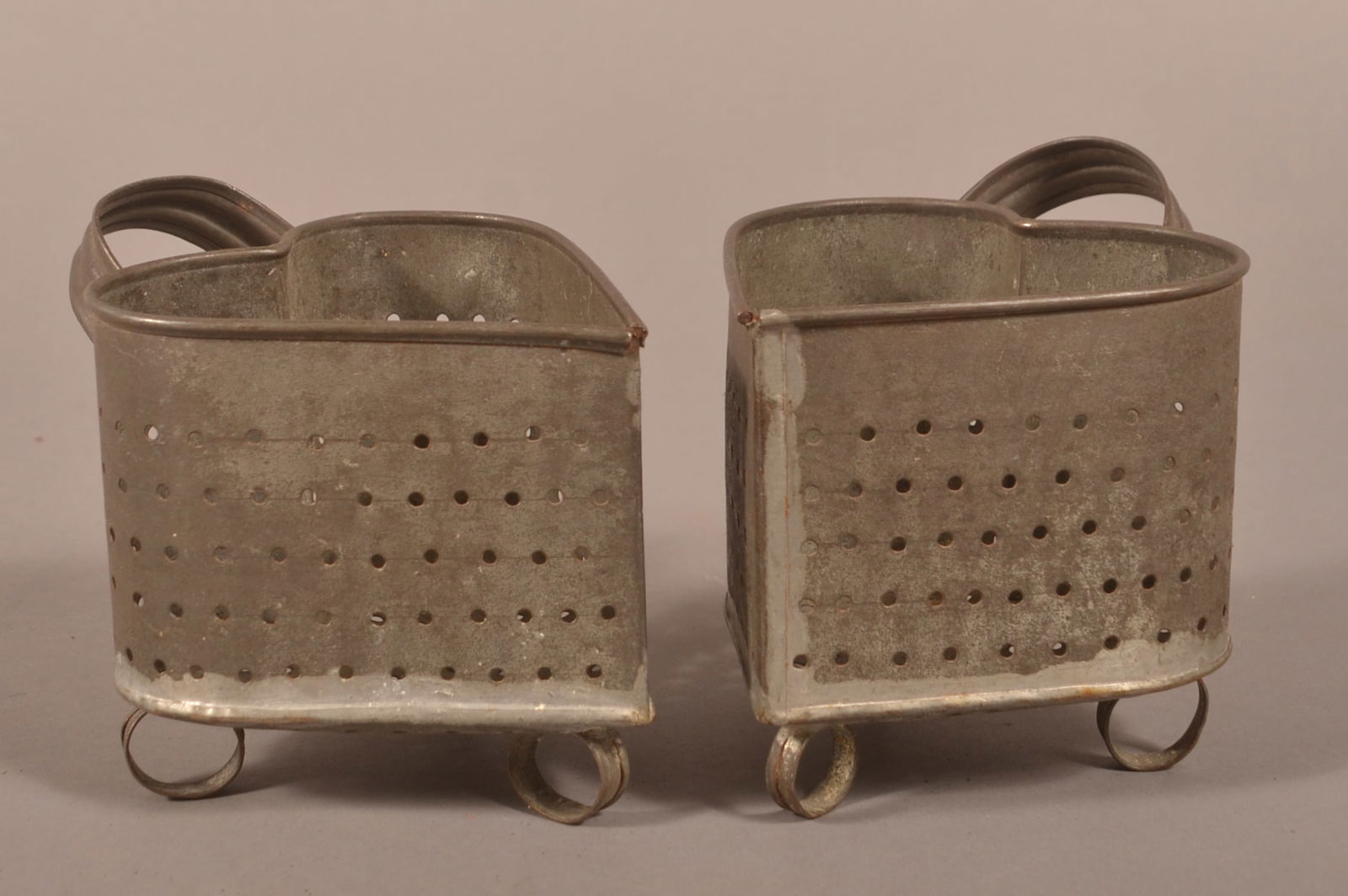 Pair of PA 19th Century Pierced-Tin Cheese Molds. (1 of 3)