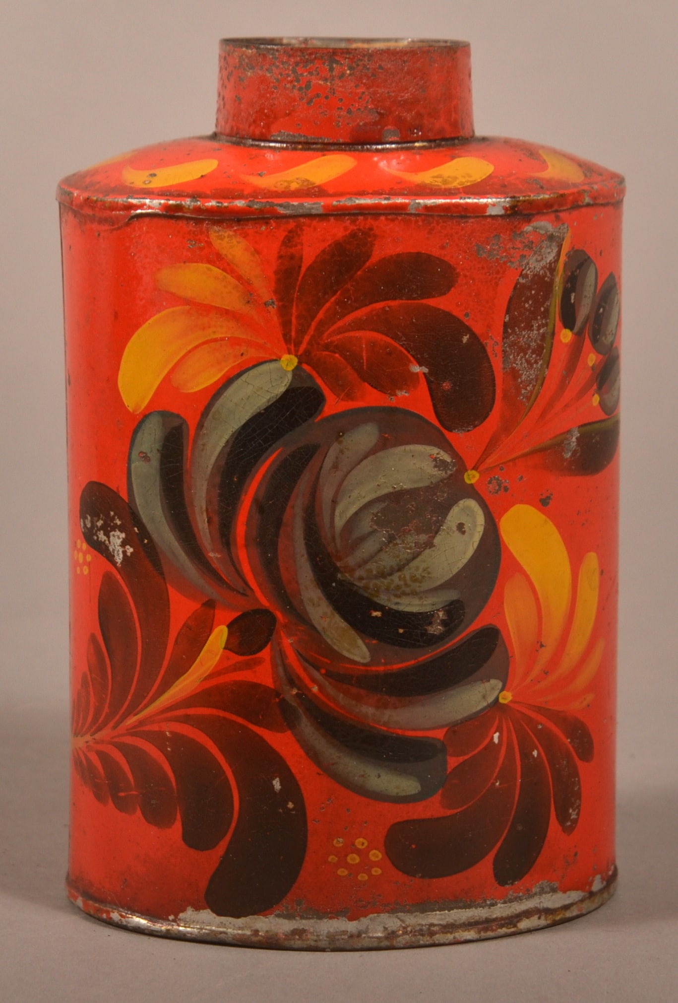 PA 19th Century Red Toleware Tea Caddy. (1 of 4)