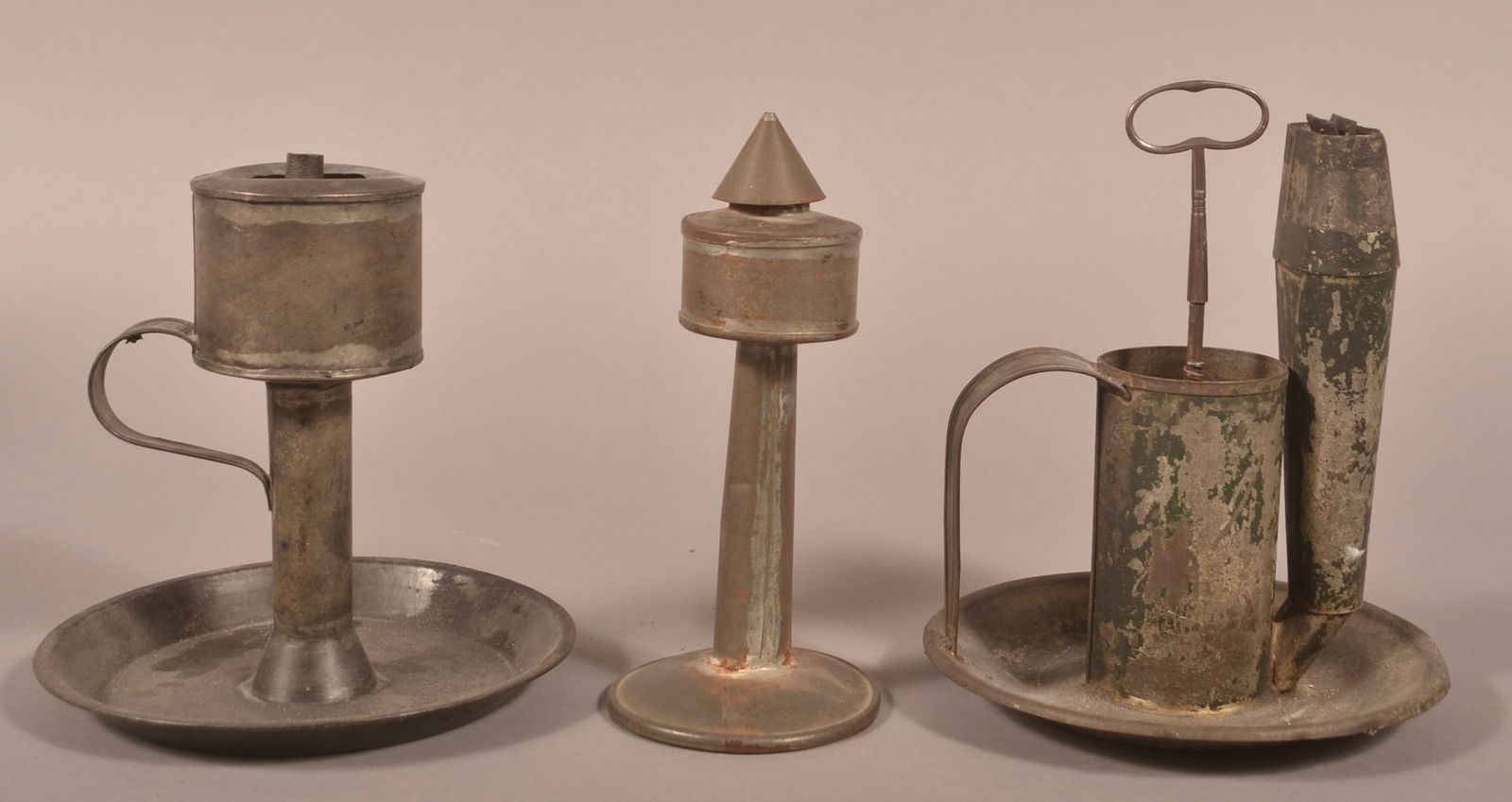 Three PA 19th C. Tinware Lighting Devices. (1 of 3)