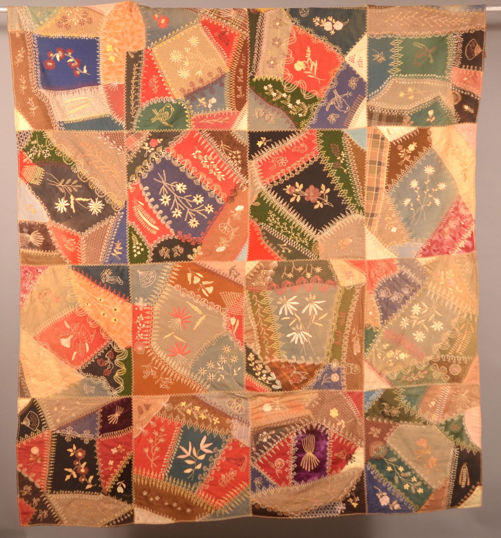 PA Crazy Patchwork Comforter Dated 1905. (1 of 6)