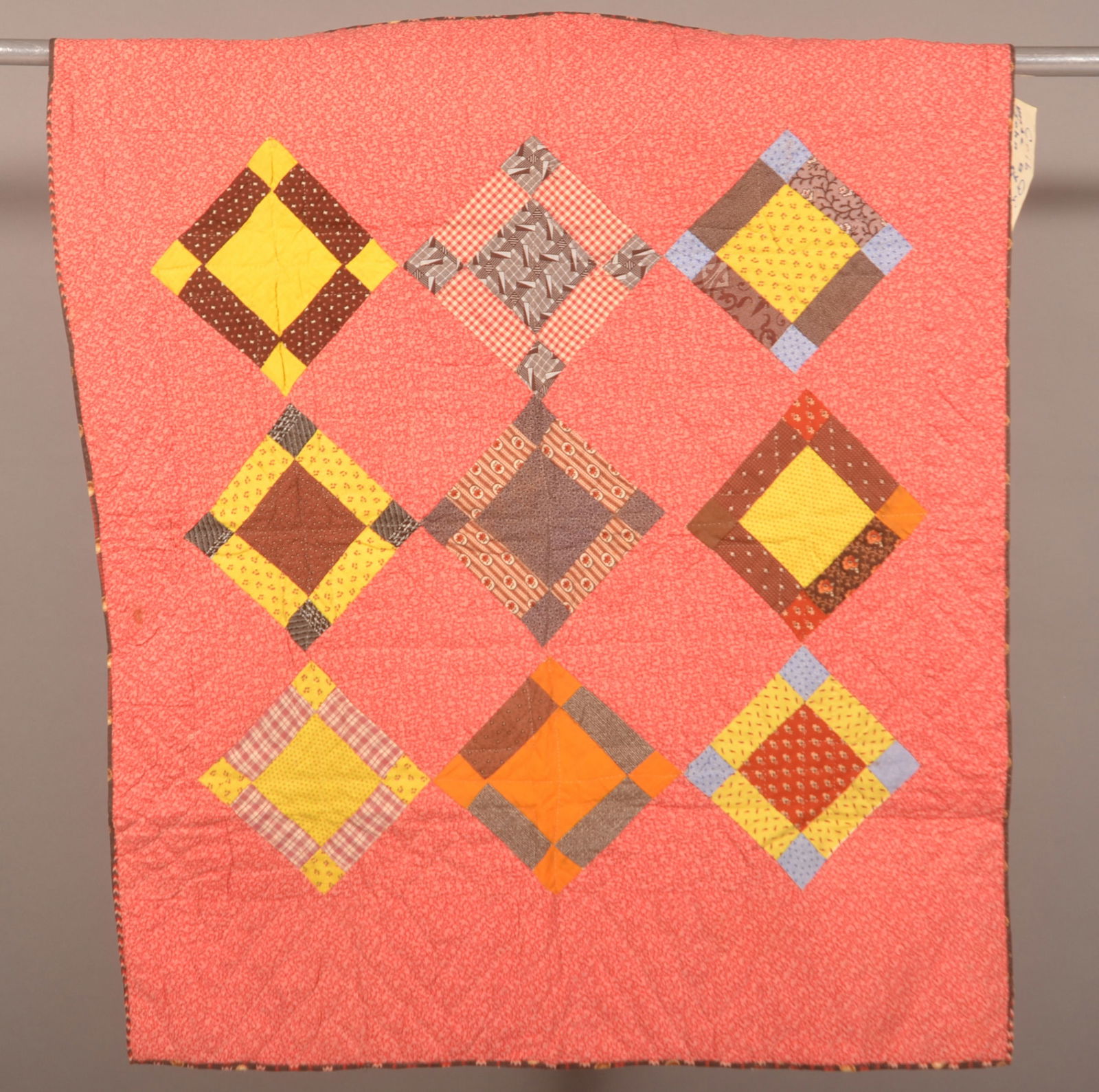 Antique PA Diamond Pattern Patchwork Crib Quilt. (1 of 5)