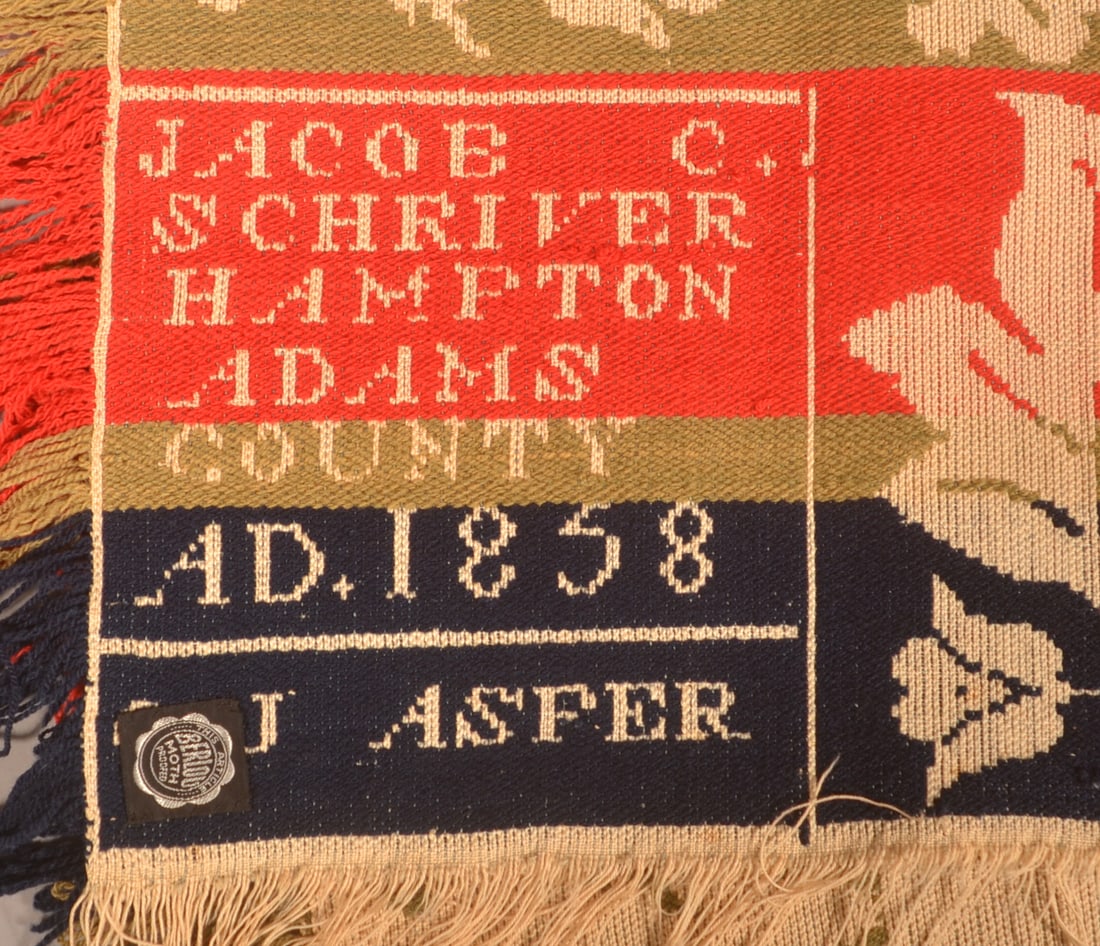 Adams Co., PA 2-Part, 4-Color Jacquard Coverlet. (1 of 8)
